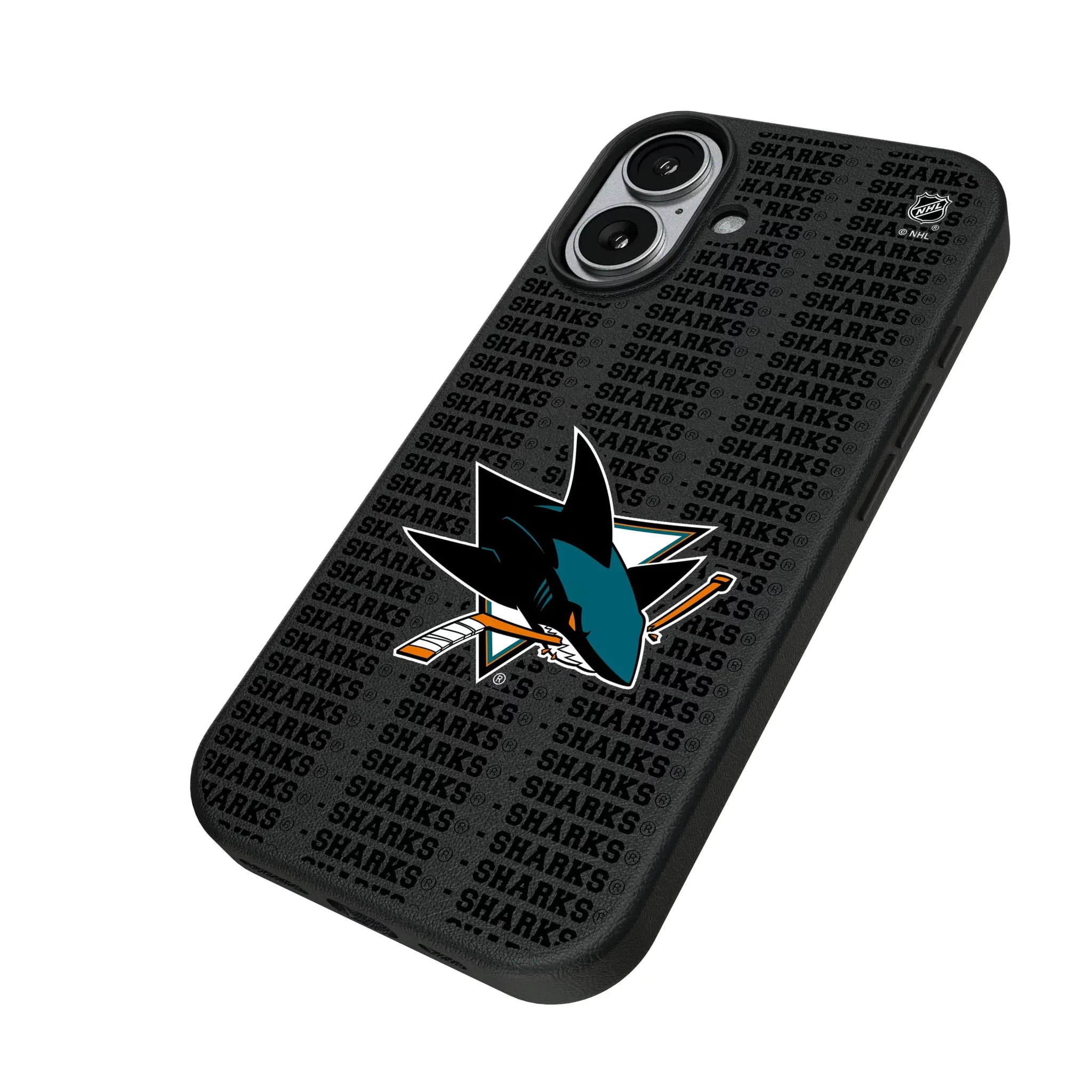 San Jose Sharks Text Backdrop iPhone MagSafe Compatible Phone Case for Apple iPhone - Isometric View#Device_iPhone 17