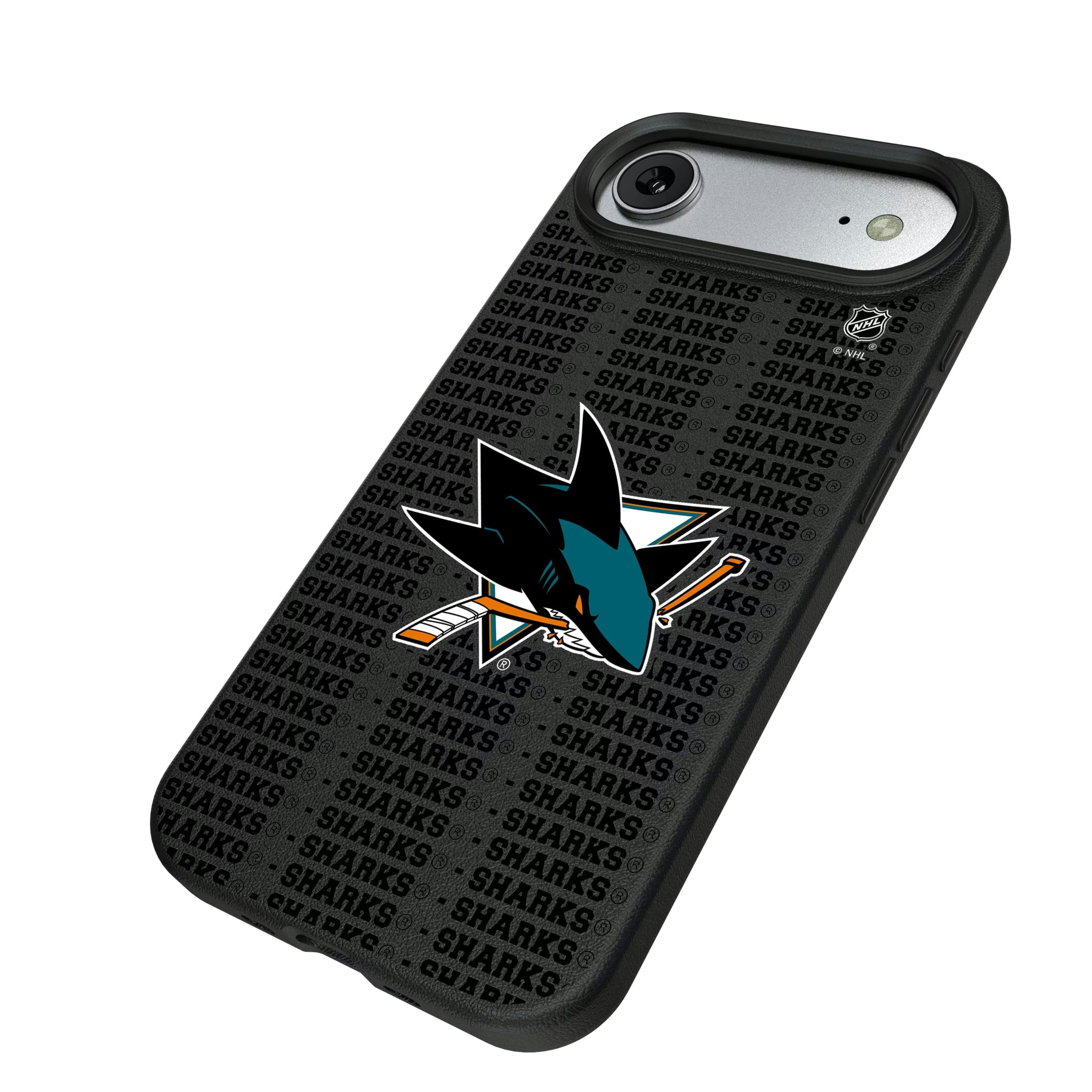 San Jose Sharks Text Backdrop iPhone MagSafe Compatible Phone Case for Apple iPhone - Isometric View#Device_iPhone Air