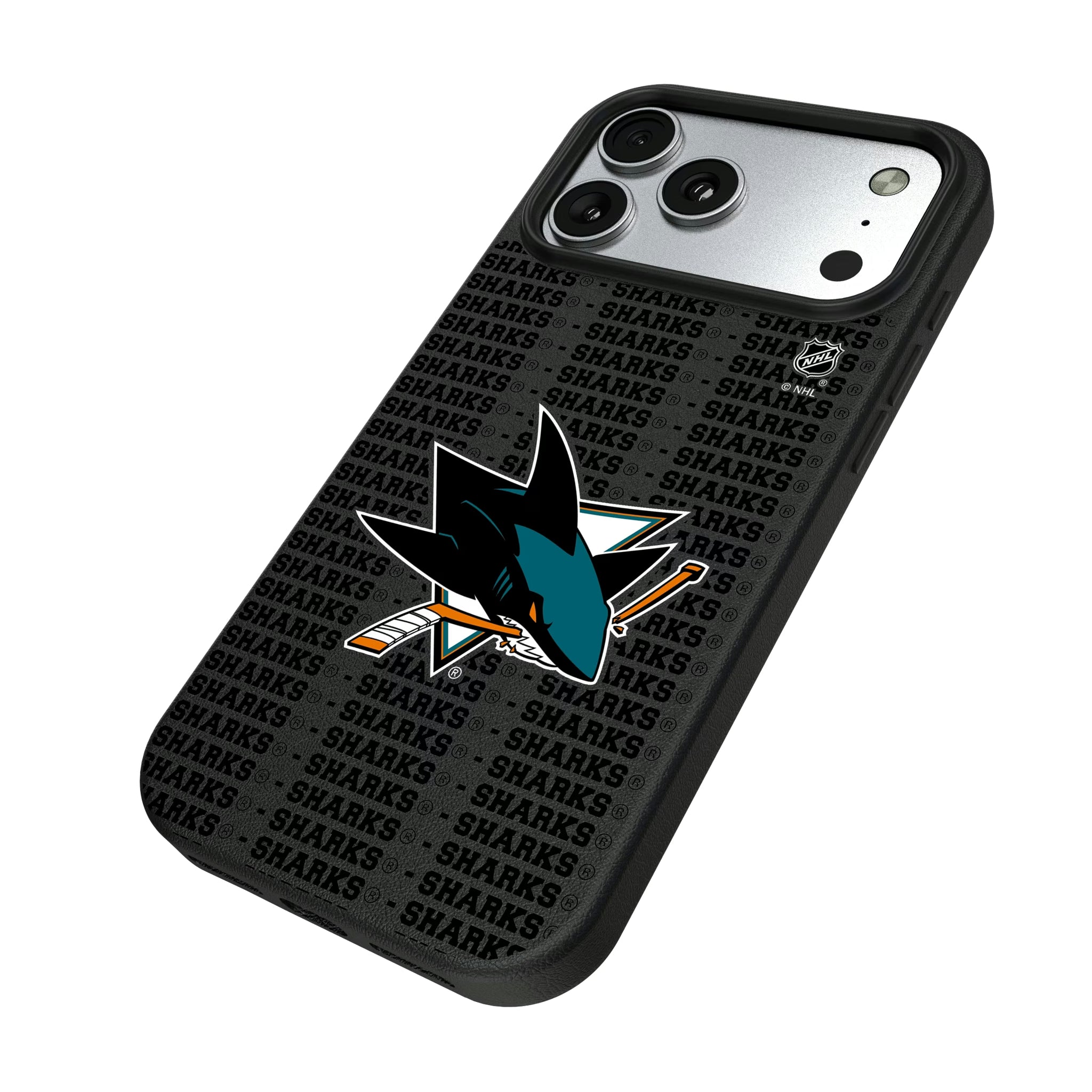 San Jose Sharks Text Backdrop iPhone MagSafe Compatible Phone Case for Apple iPhone - Isometric View#Device_iPhone 17 Pro Max