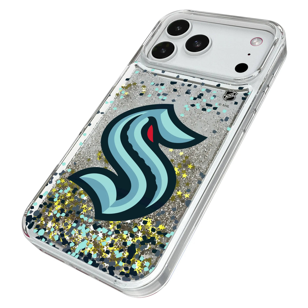 Seattle Kraken Confetti iPhone Glitter Phone Case for Apple iPhone - Isometric View#Device_iPhone 18 Pro Max