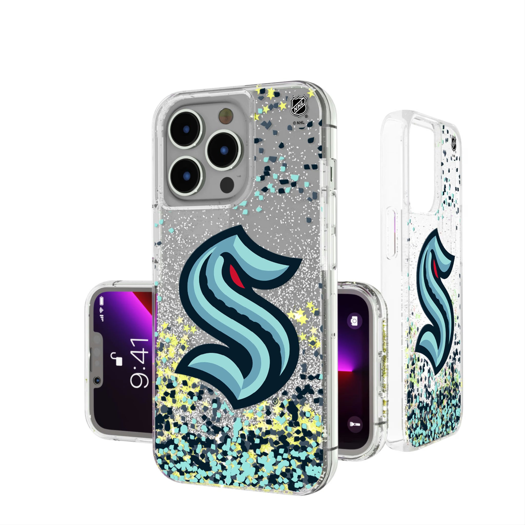 Seattle Kraken Confetti iPhone Glitter Phone Case for Apple iPhone