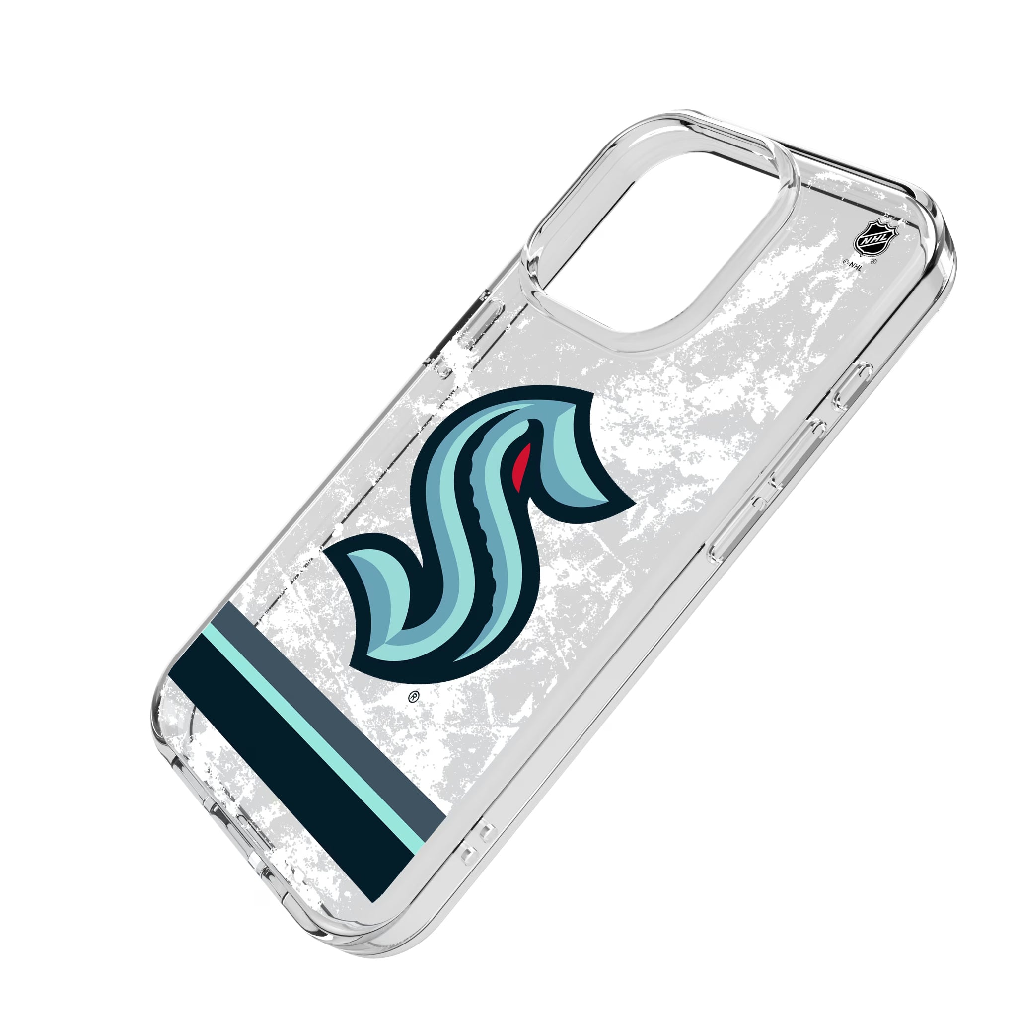 Seattle Kraken Ice Stripe iPhone Clear Phone Case for Apple iPhone - Isometric View