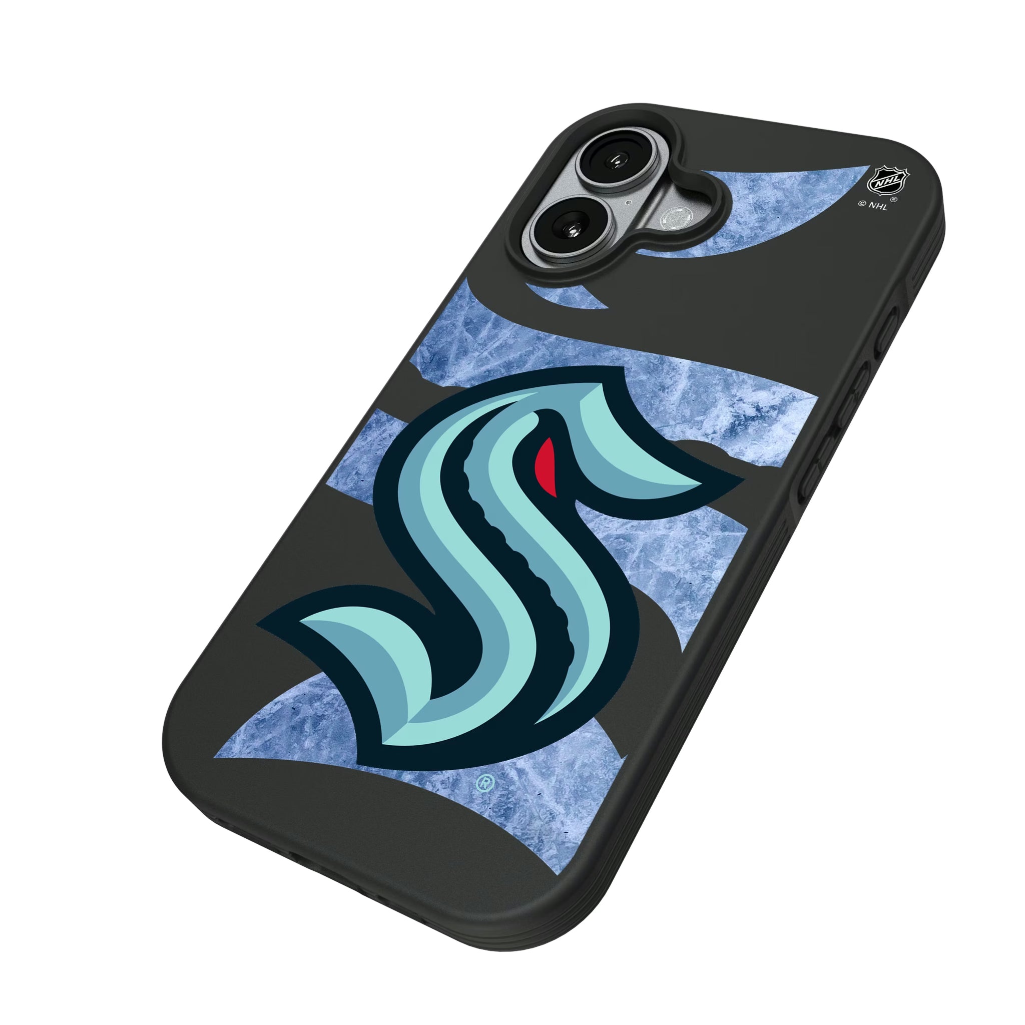 Seattle Kraken Ice Tilt iPhone Bump Phone Case for Apple iPhone - Isometric View#Device_iPhone 17