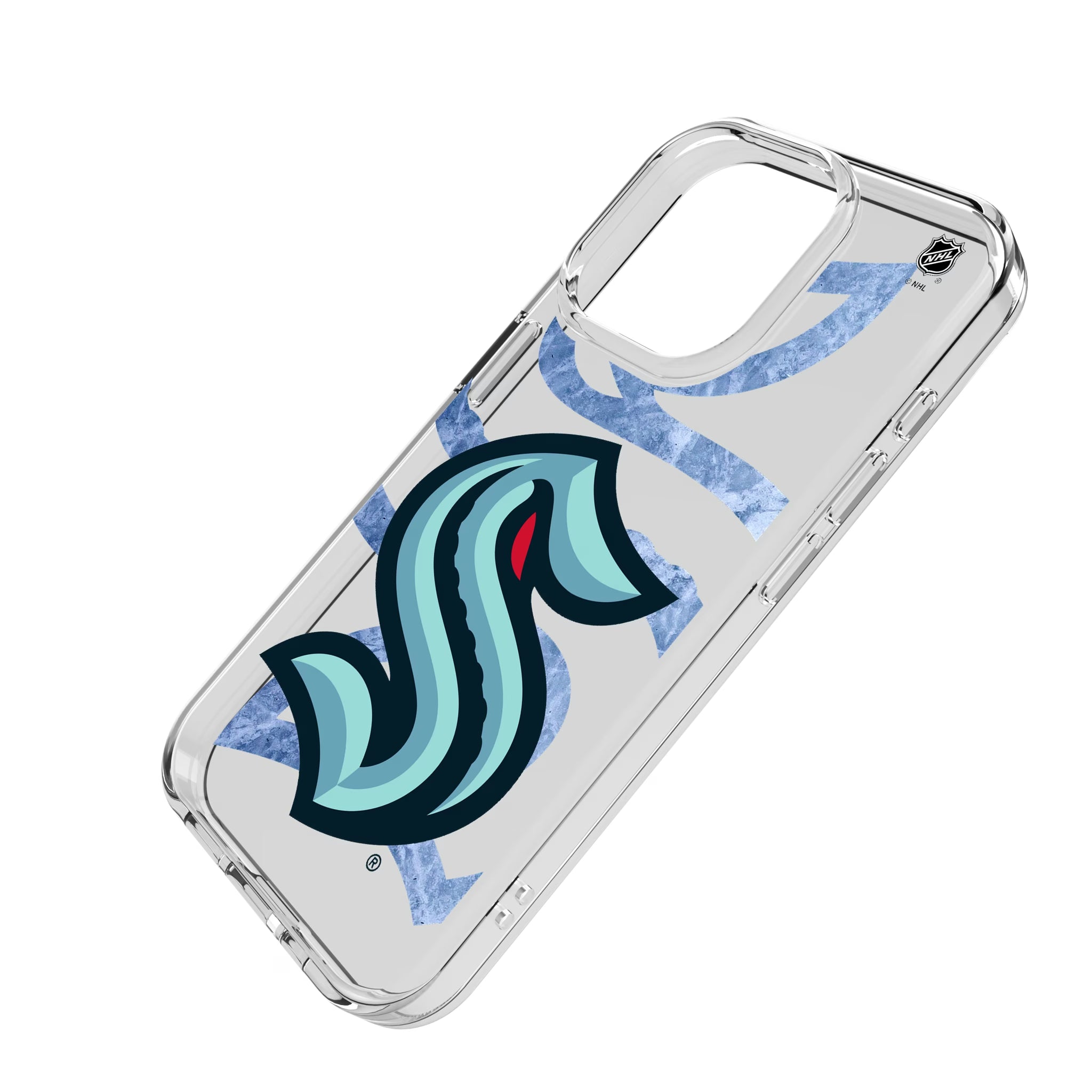 Seattle Kraken Ice Tilt iPhone Clear Phone Case for Apple iPhone - Isometric View
