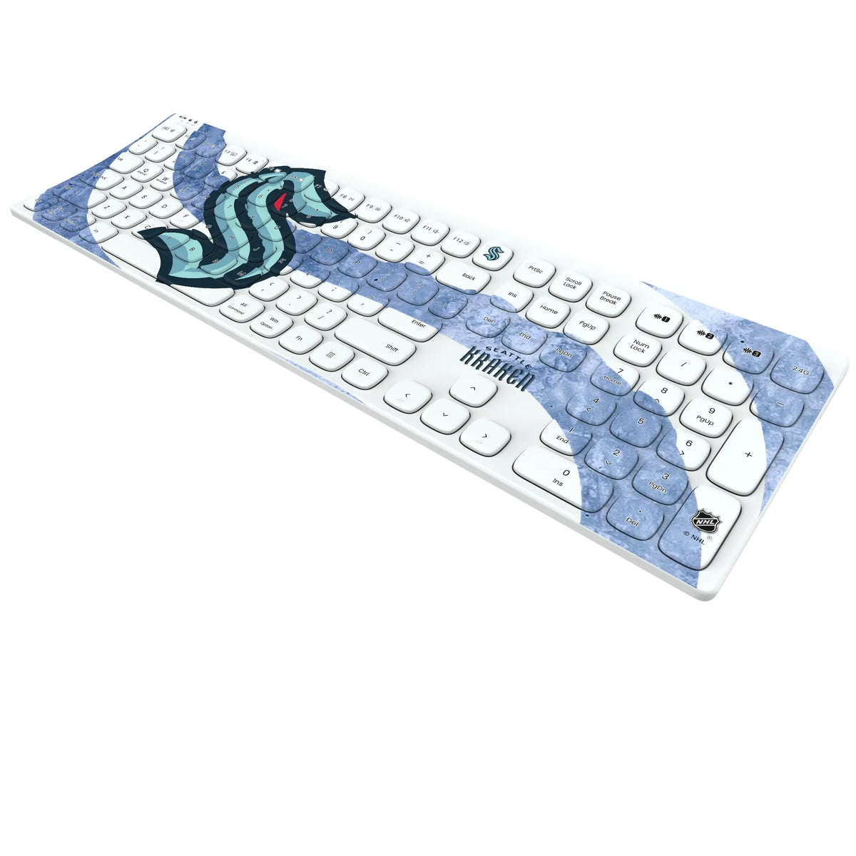 Seattle Kraken Ice Tilt KKB605 Curved Wireless Keyboard - Isometric View