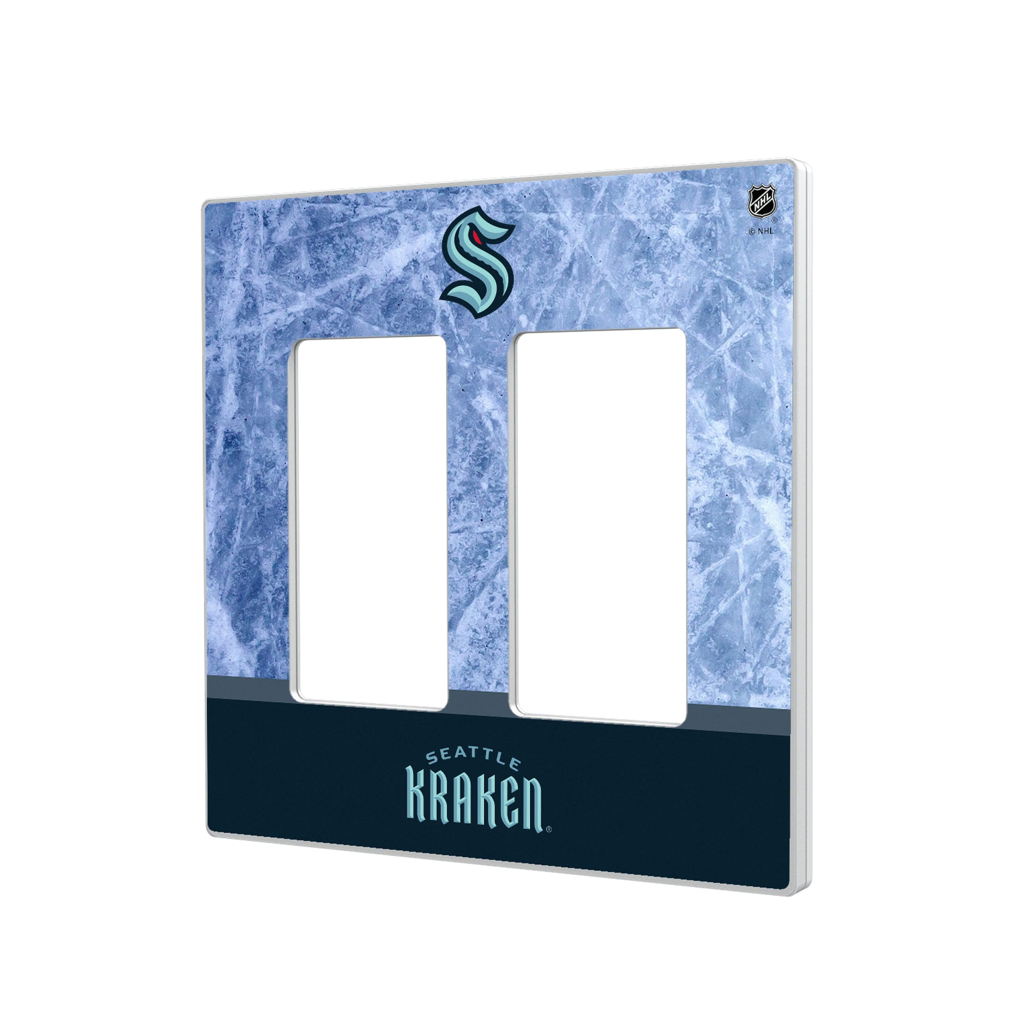 Seattle Kraken Ice Wordmark Hidden-Screw Light Switch Plate#Style_Double Rocker