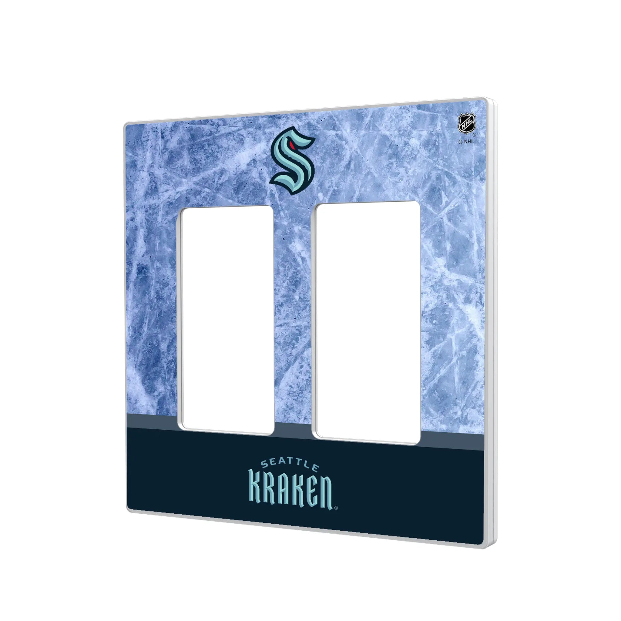 Seattle Kraken Ice Wordmark Hidden-Screw Light Switch Plate#Style_Double Rocker