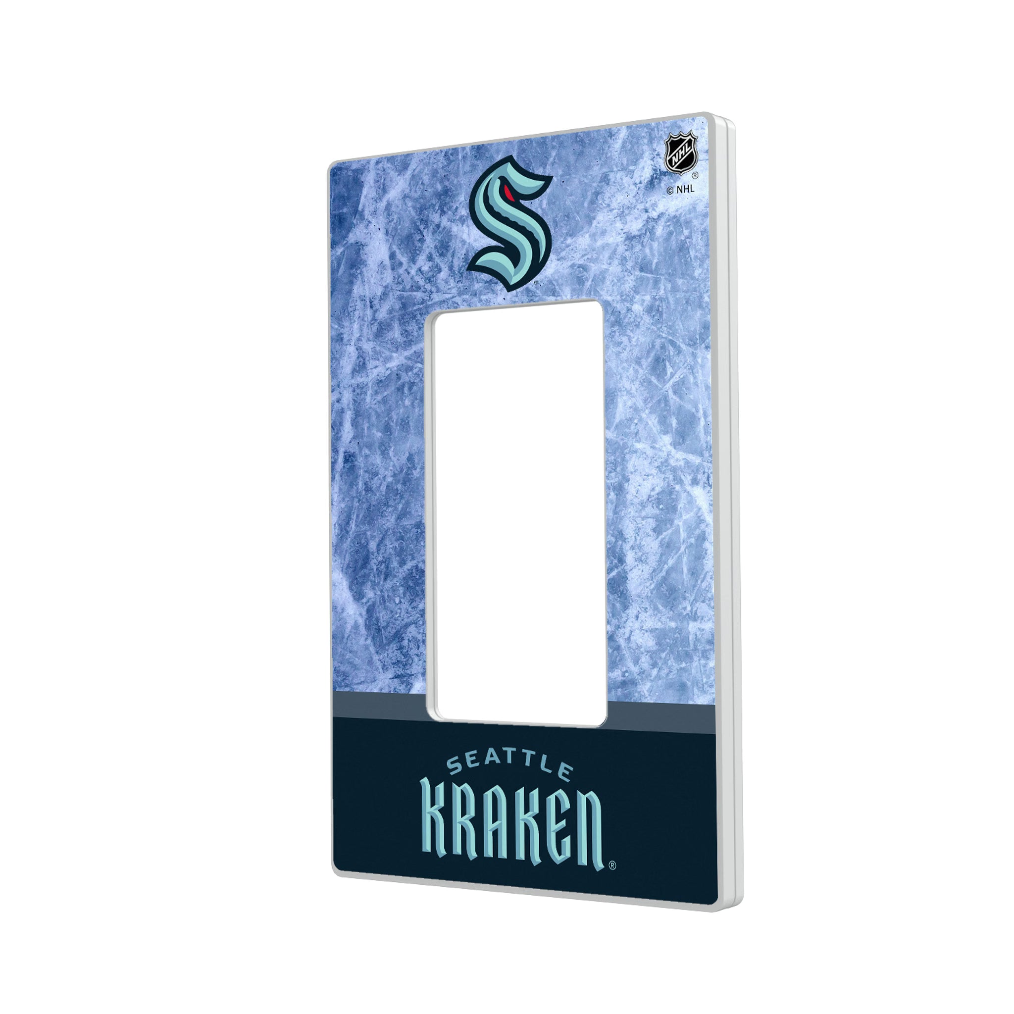 Seattle Kraken Ice Wordmark Hidden-Screw Light Switch Plate#Style_Single Rocker