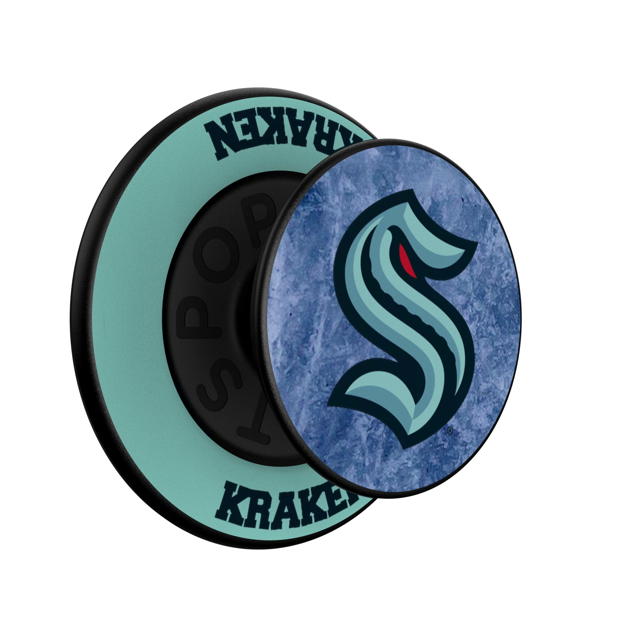Seattle Kraken Ice Wordmark Popsockets Round Magnetic - Isometric View