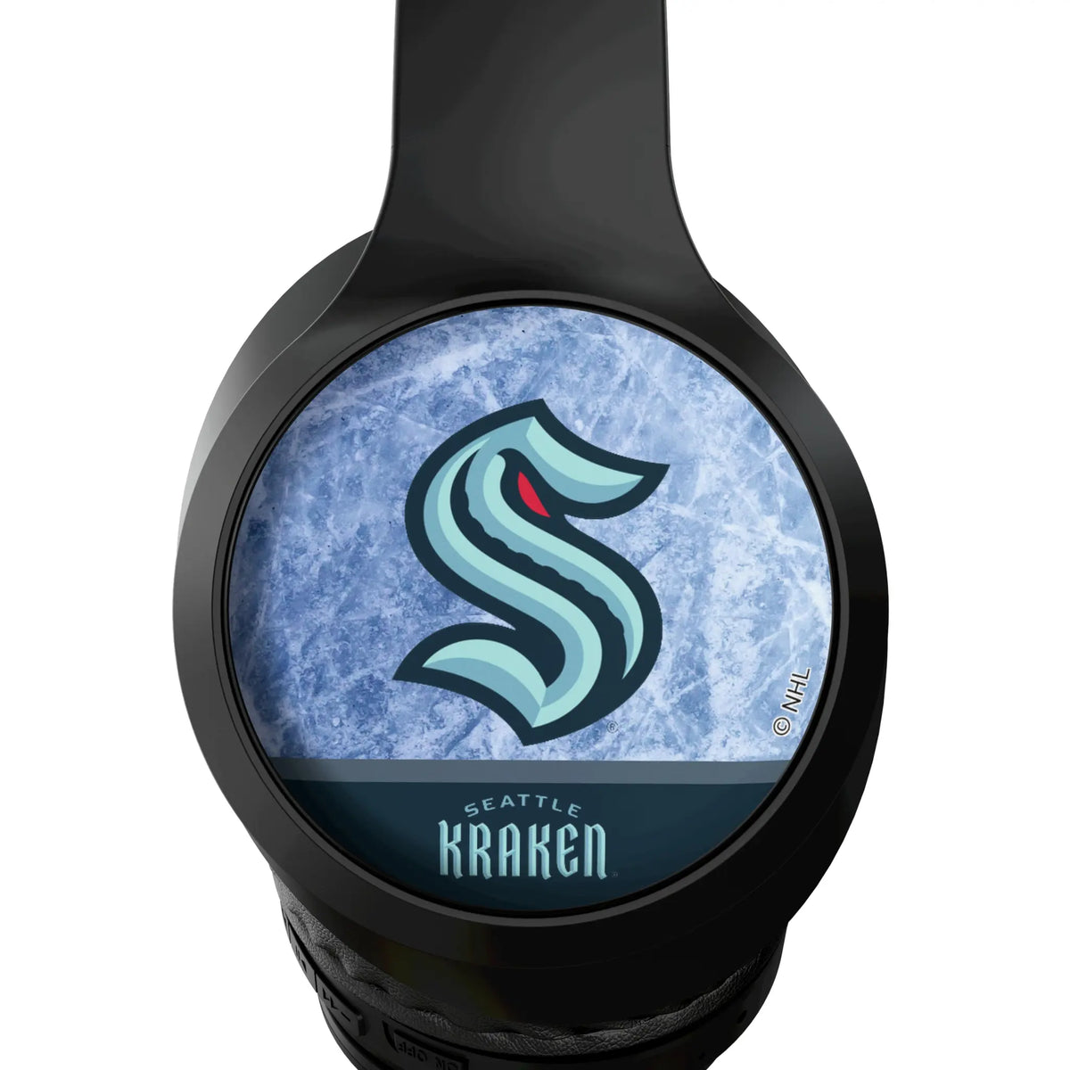 Seattle Kraken Ice Wordmark Wireless Over-Ear Headphones With Case - Detail