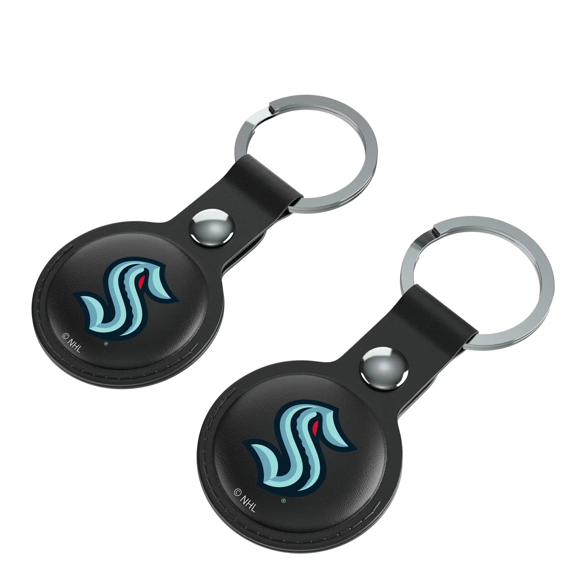 Seattle Kraken Insignia AirTag Black Airtag Holder 2-Pack - Isometric View