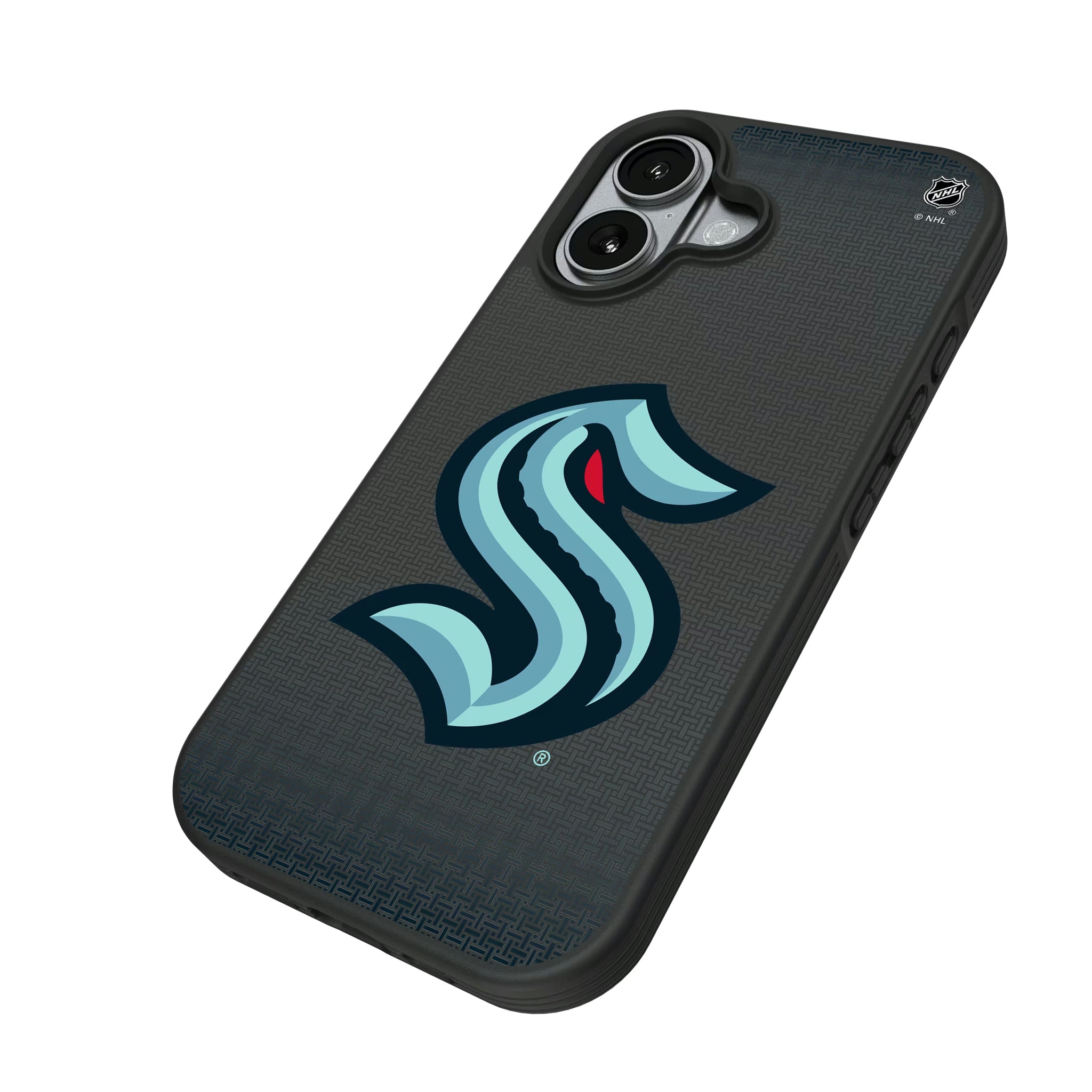 Seattle Kraken Linen iPhone Bump Phone Case for Apple iPhone - Isometric View#Device_iPhone 17