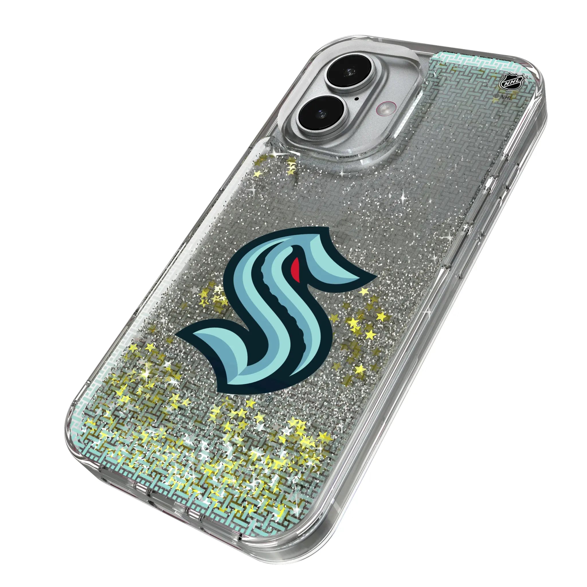 Seattle Kraken Linen iPhone Glitter Phone Case for Apple iPhone - Isometric View