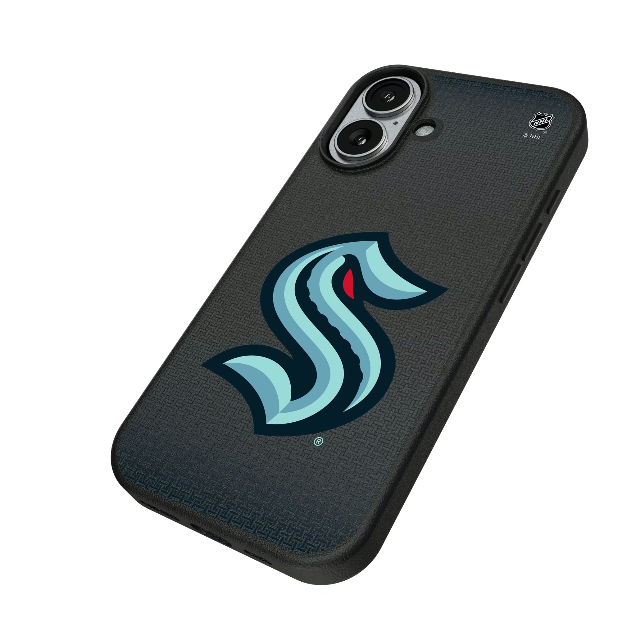 Seattle Kraken Linen iPhone MagSafe Compatible Phone Case for Apple iPhone - Isometric View#Device_iPhone 17