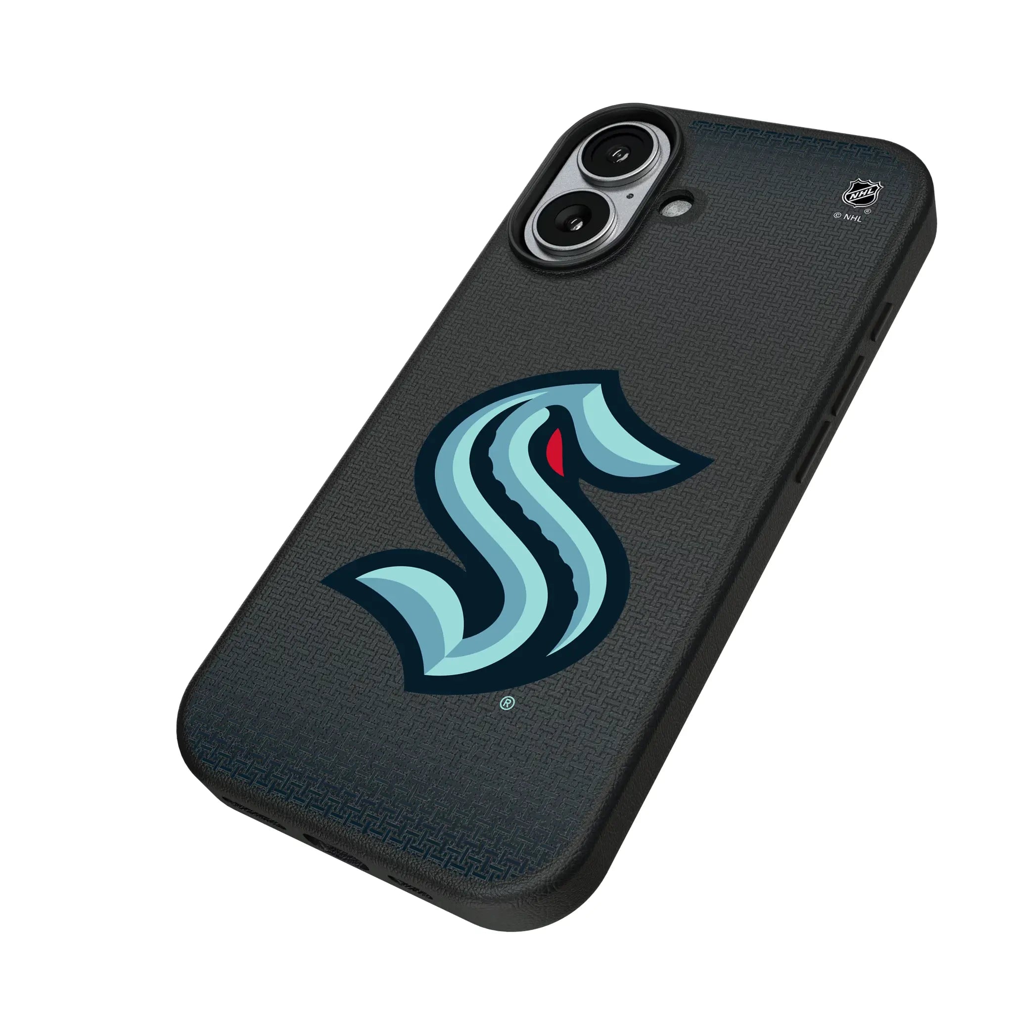 Seattle Kraken Linen iPhone MagSafe Compatible Phone Case for Apple iPhone - Isometric View#Device_iPhone 17