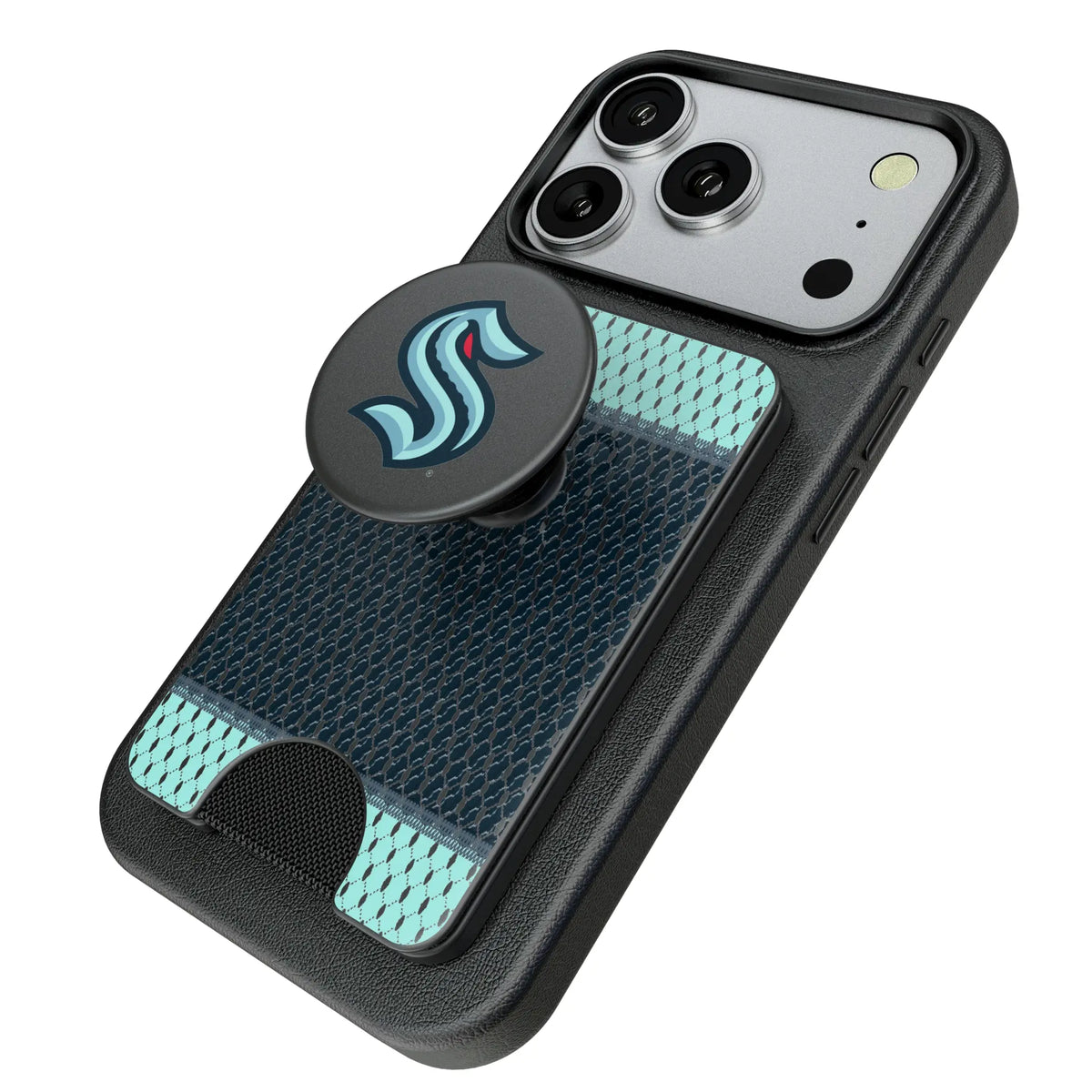 Seattle Kraken Mesh Popsockets Wallet Magnetic - Isometric View