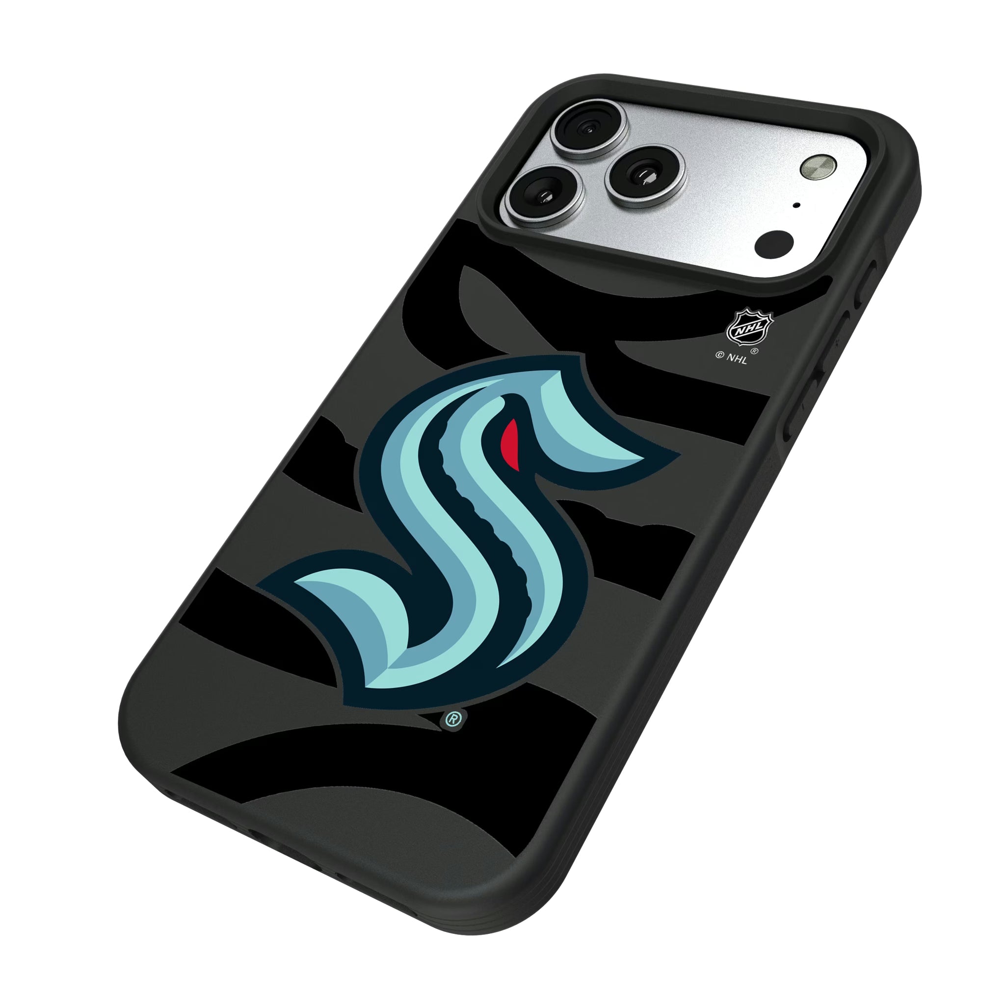 Seattle Kraken Monocolor Tilt iPhone Bump Phone Case for Apple iPhone - Isometric View#Device_iPhone 17 Pro Max