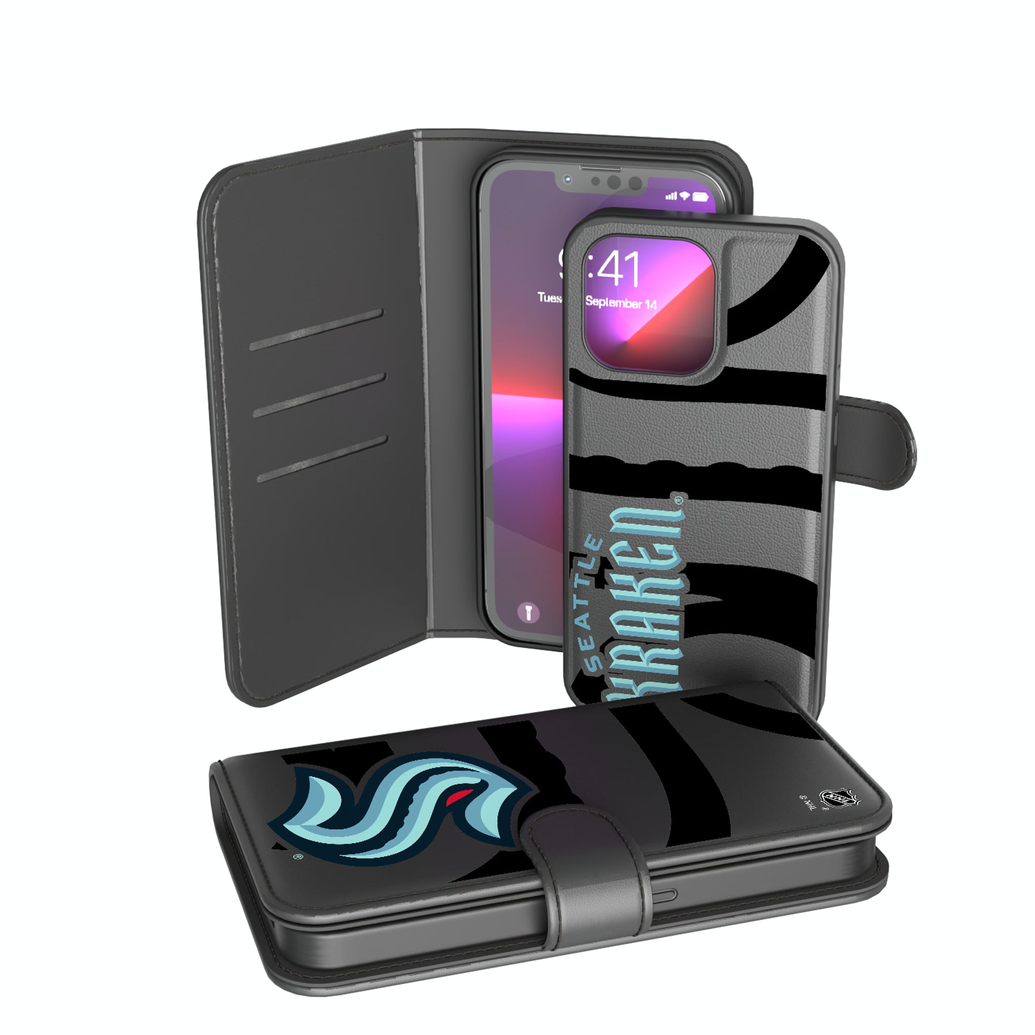Seattle Kraken Monocolor Tilt iPhone Wallet Phone Case for Apple iPhone