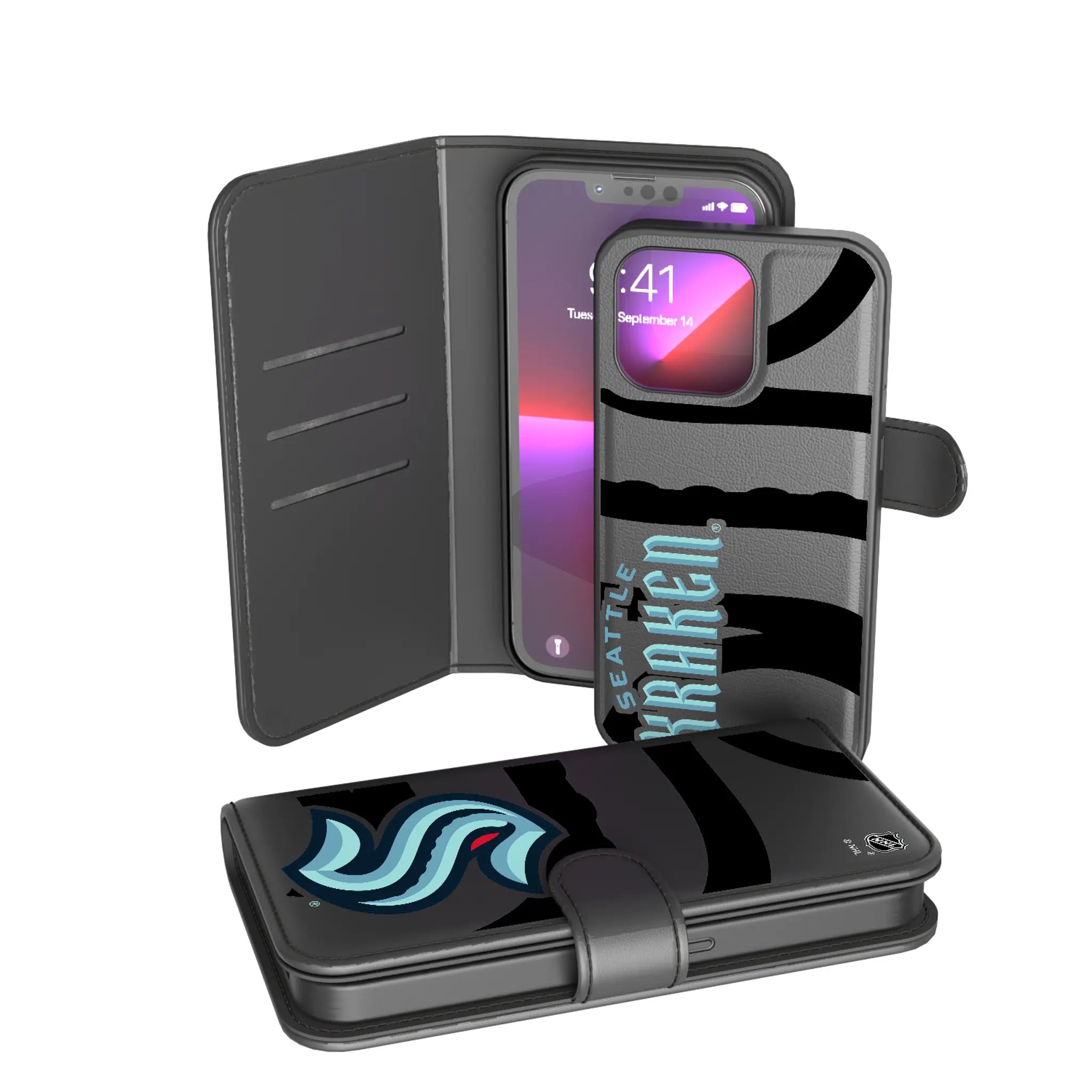 Seattle Kraken Monocolor Tilt iPhone Wallet Phone Case for Apple iPhone