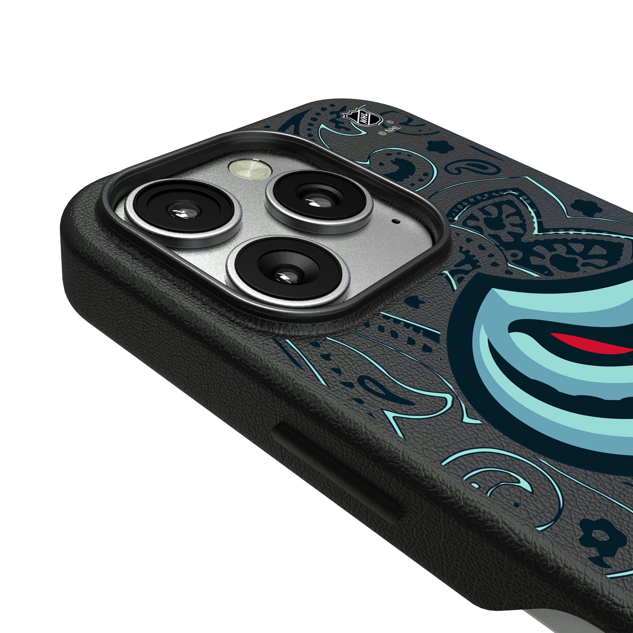 Seattle Kraken Paisley iPhone MagSafe Compatible Phone Case for Apple iPhone - Detail