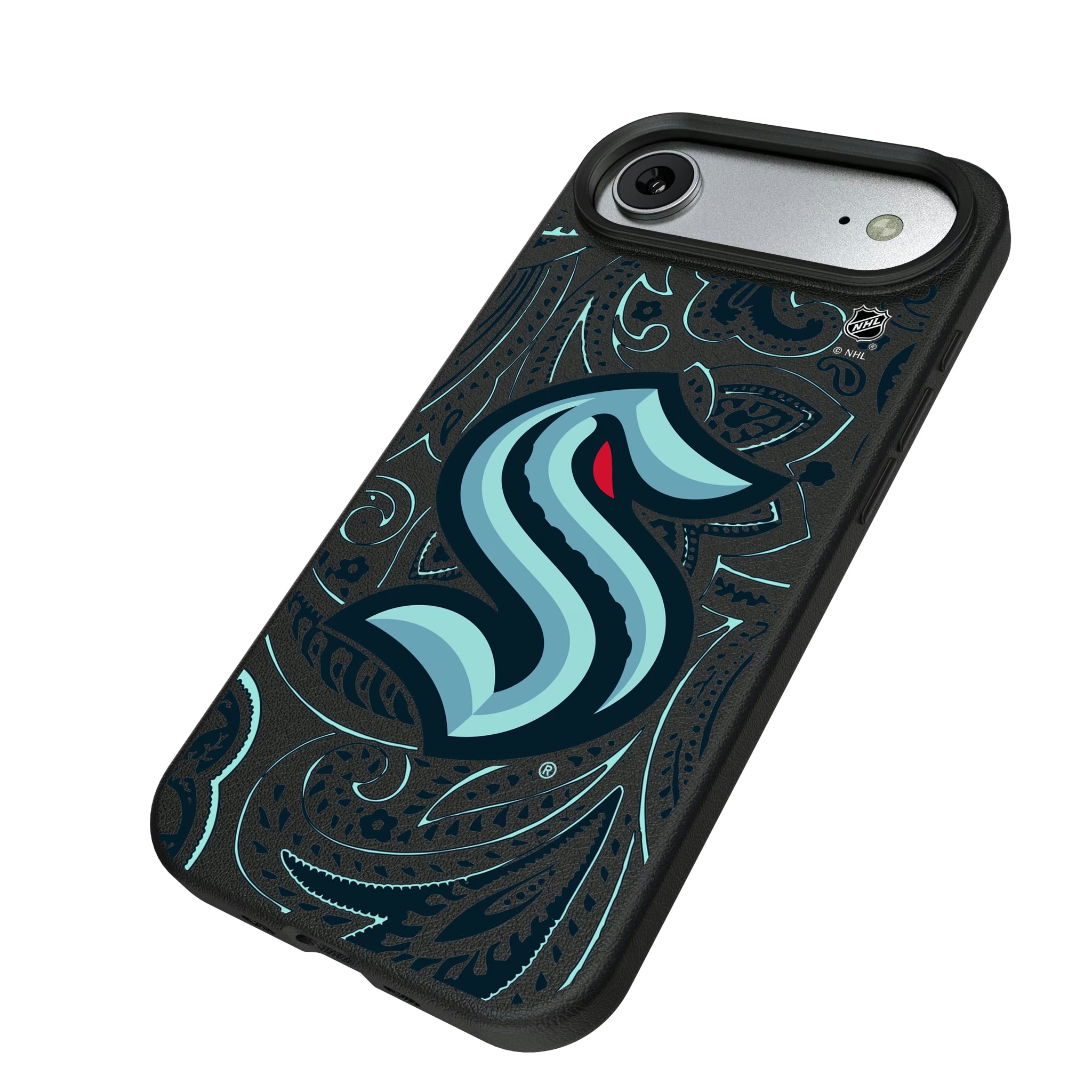 Seattle Kraken Paisley iPhone MagSafe Compatible Phone Case for Apple iPhone - Isometric View#Device_iPhone Air