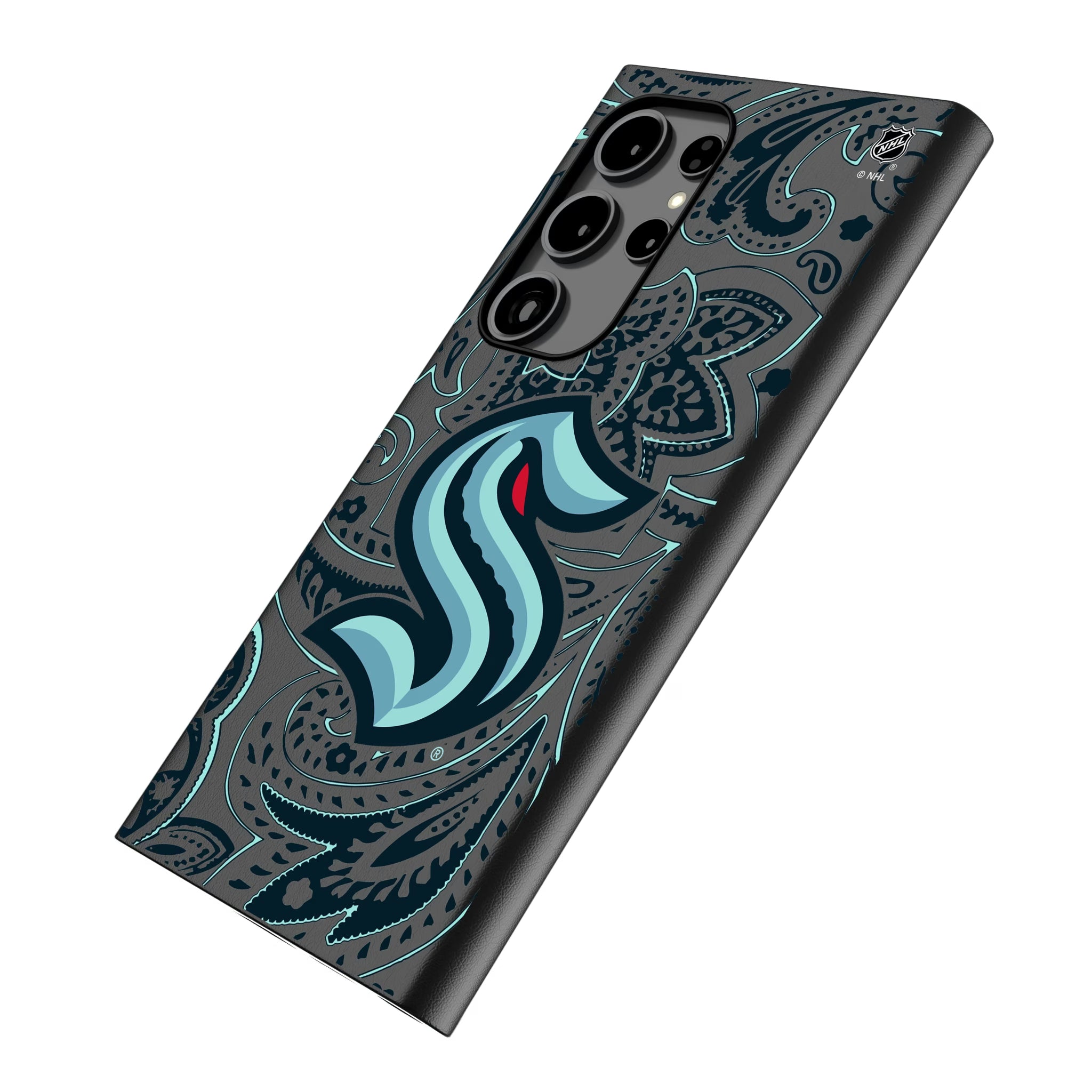 Seattle Kraken Paisley Galaxy MagSafe Compatible Phone Case for Samsung Galaxy - Isometric View