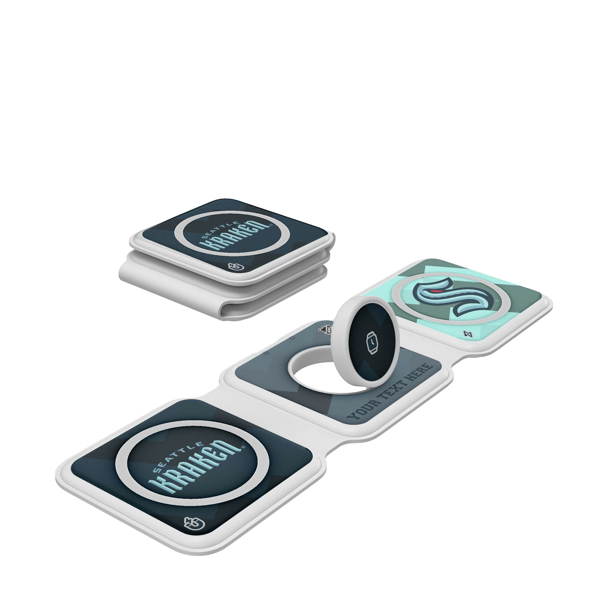 Seattle Kraken Personalized Color Block Foldable 3 in 1 Charger
