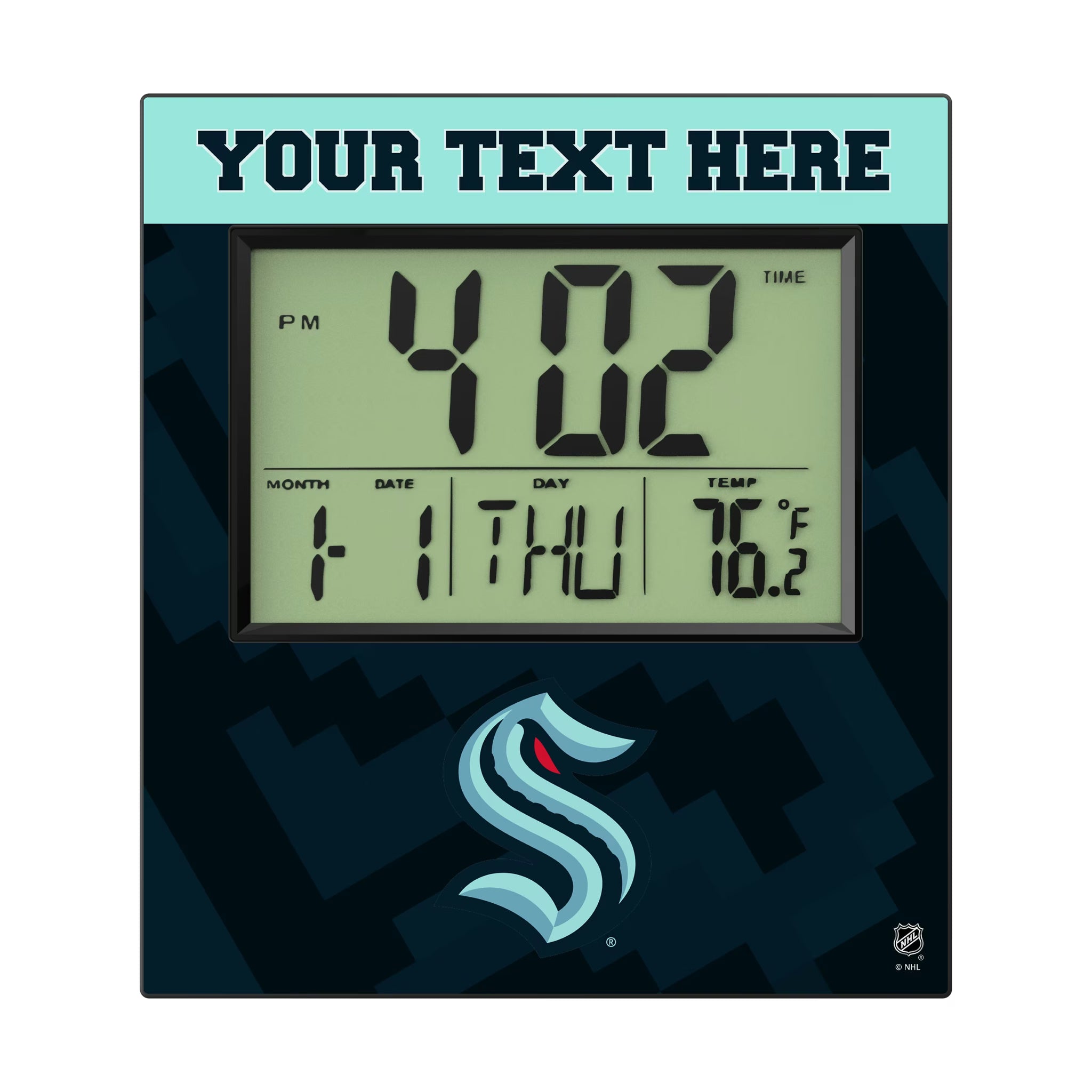 Seattle Kraken Personalized Color Block Wall Clock
