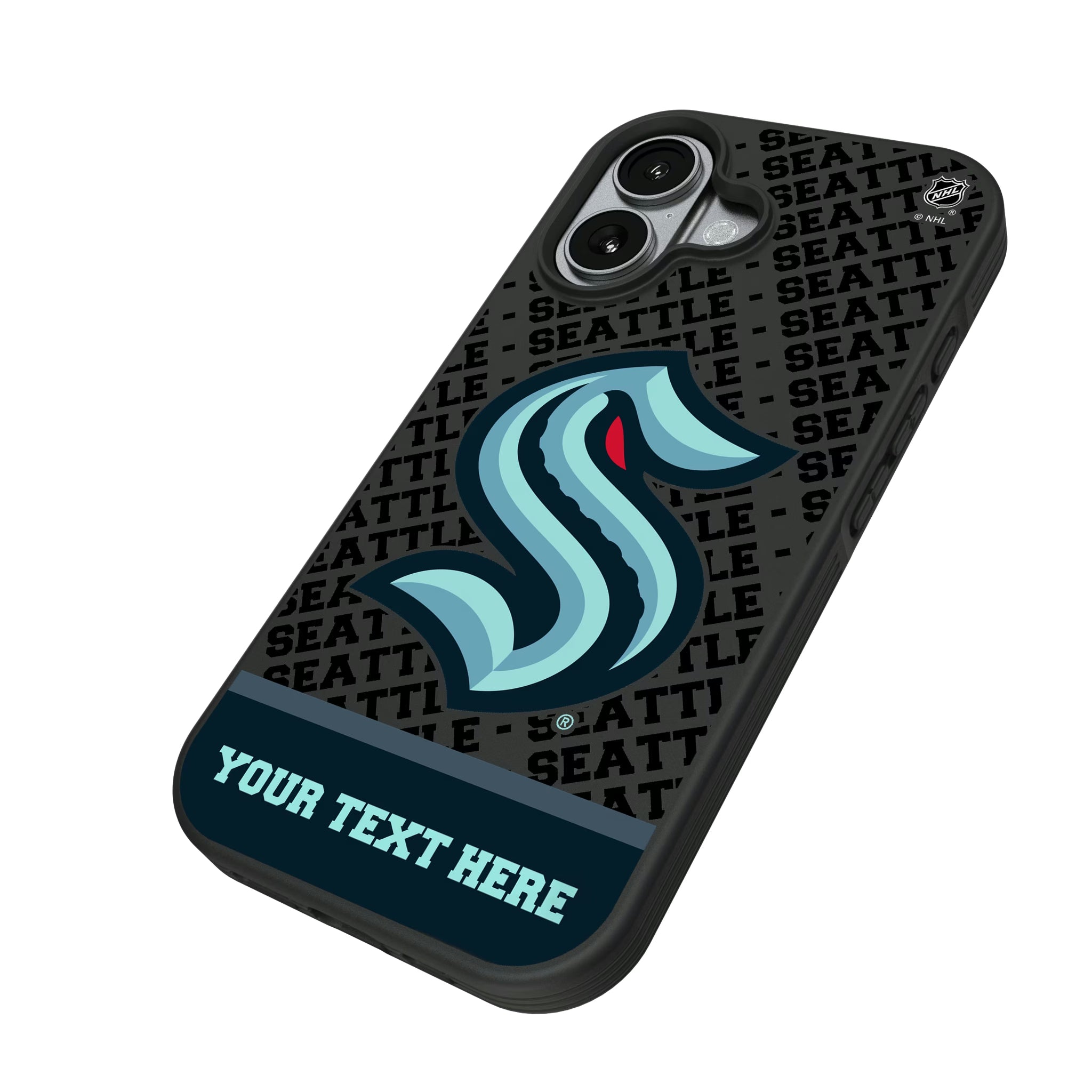 Seattle Kraken Personalized EndZone Plus iPhone Bump Phone Case for Apple iPhone - Isometric View#Device_iPhone 17