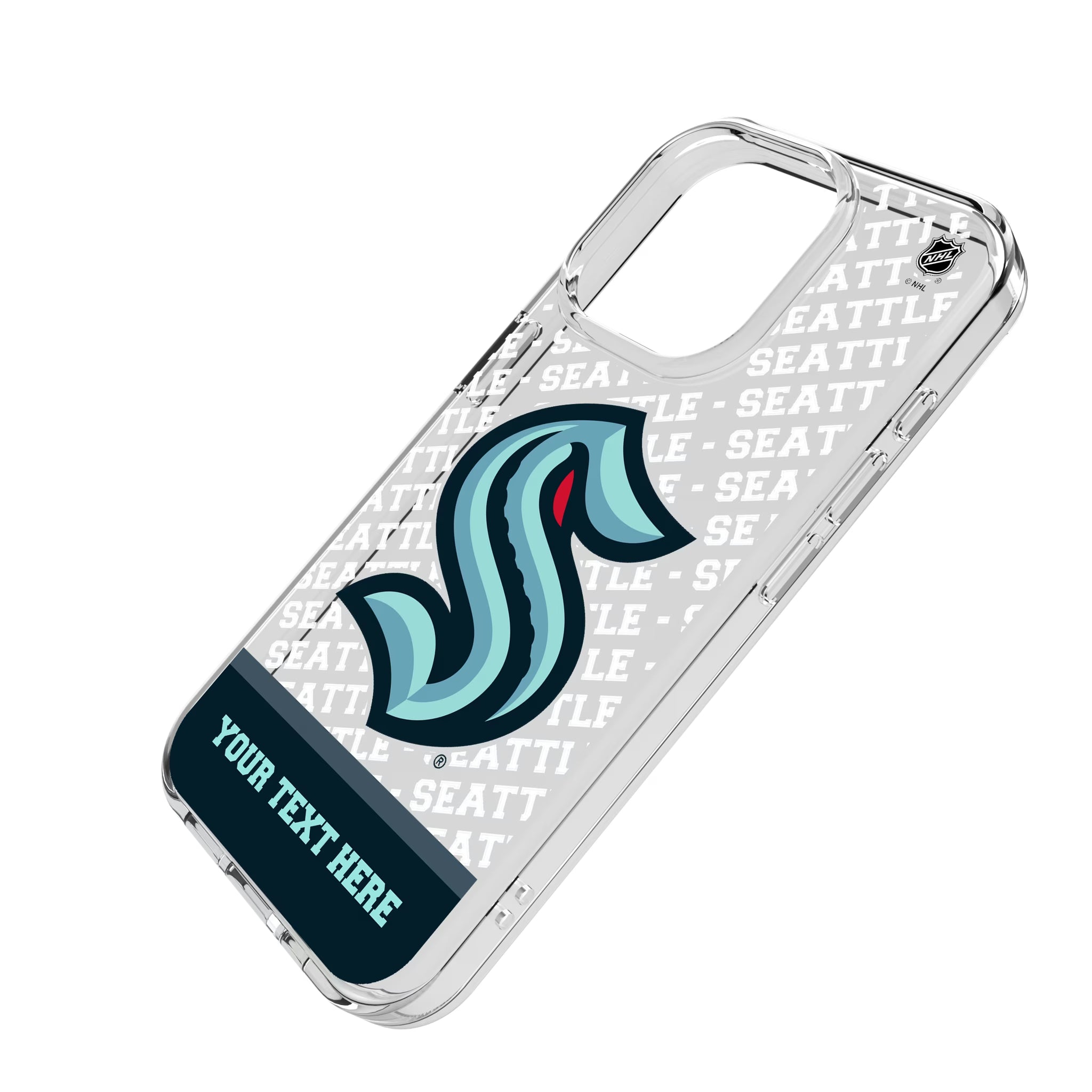 Seattle Kraken Personalized EndZone Plus iPhone Clear Phone Case for Apple iPhone - Isometric View