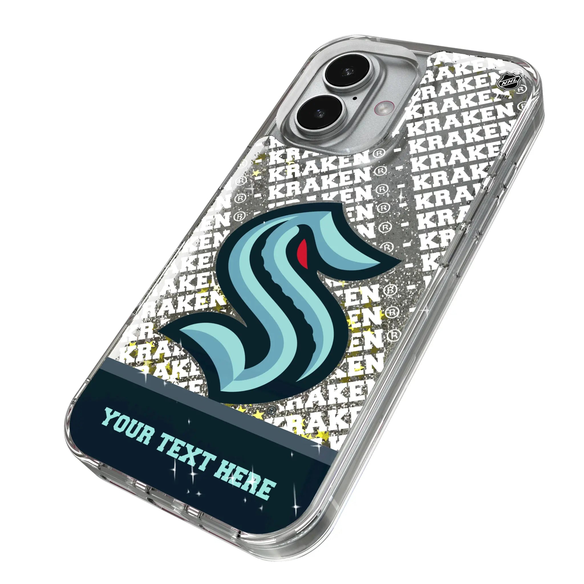 Seattle Kraken Personalized EndZone Plus iPhone Glitter Phone Case for Apple iPhone - Isometric View