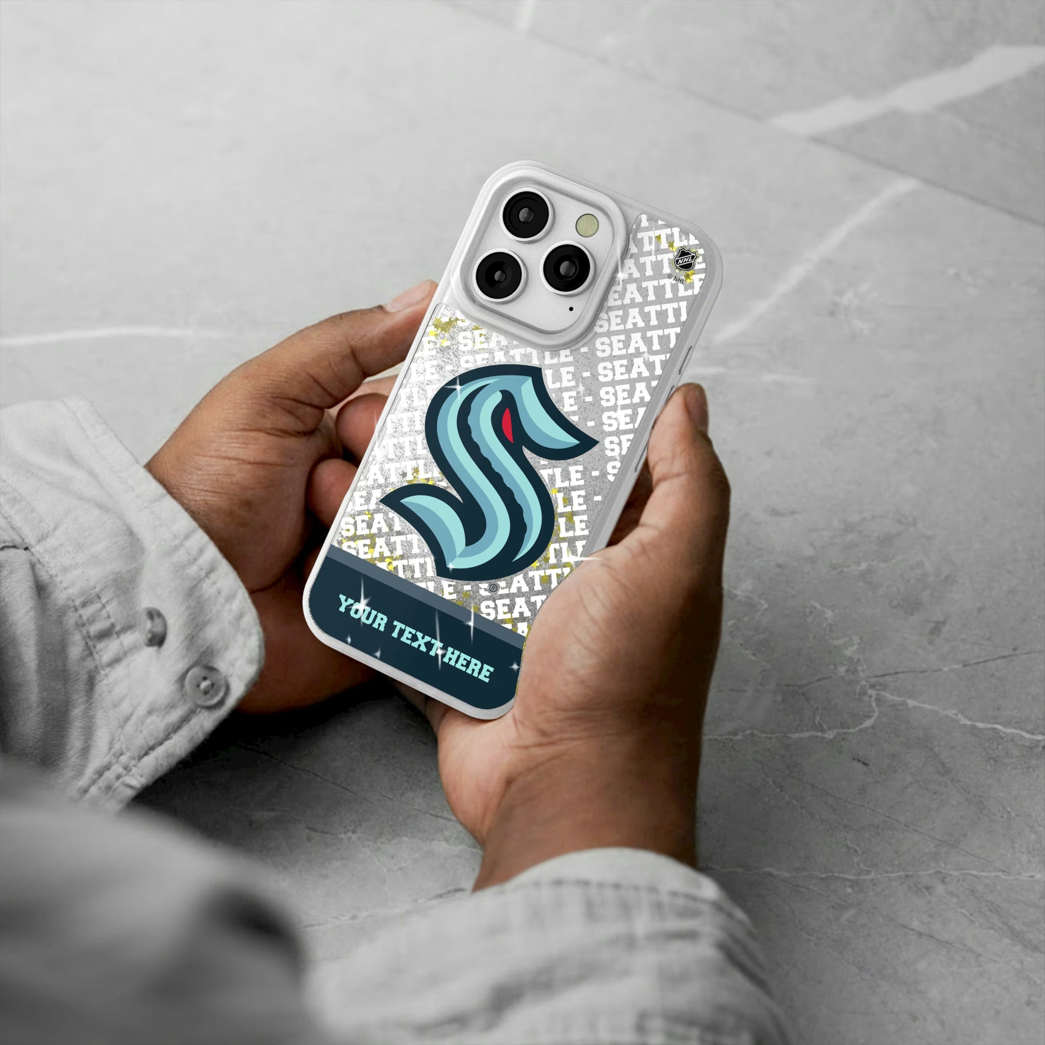 Seattle Kraken Personalized EndZone Plus iPhone Glitter Phone Case for Apple iPhone - Lifestyle#Device_iPhone 16 Pro
