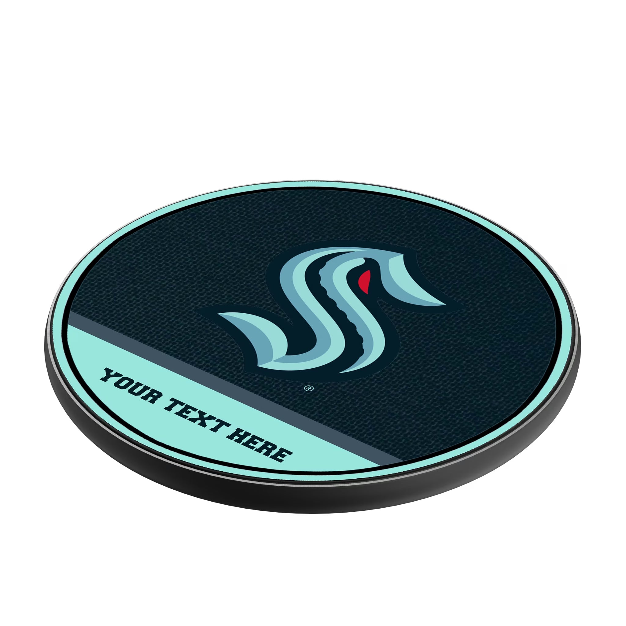 Seattle Kraken Personalized Endzone Solid 15-Watt Wireless Charger - Isometric View