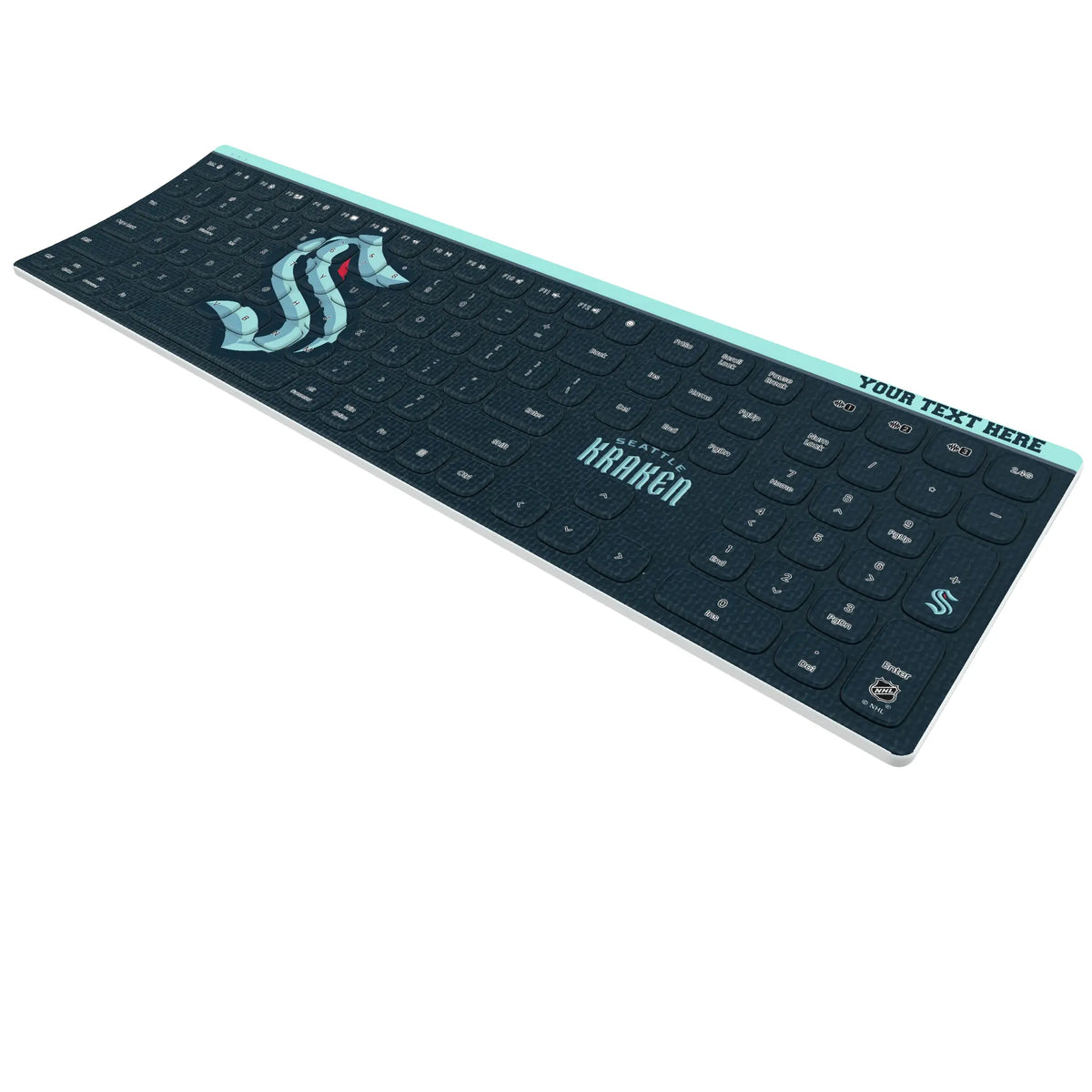 Seattle Kraken Personalized Endzone Solid KKB605 Curved Wireless Keyboard - Isometric View