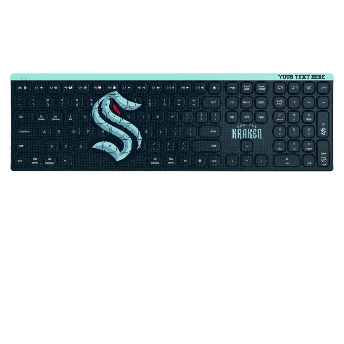Seattle Kraken Personalized Endzone Solid KKB605 Curved Wireless Keyboard