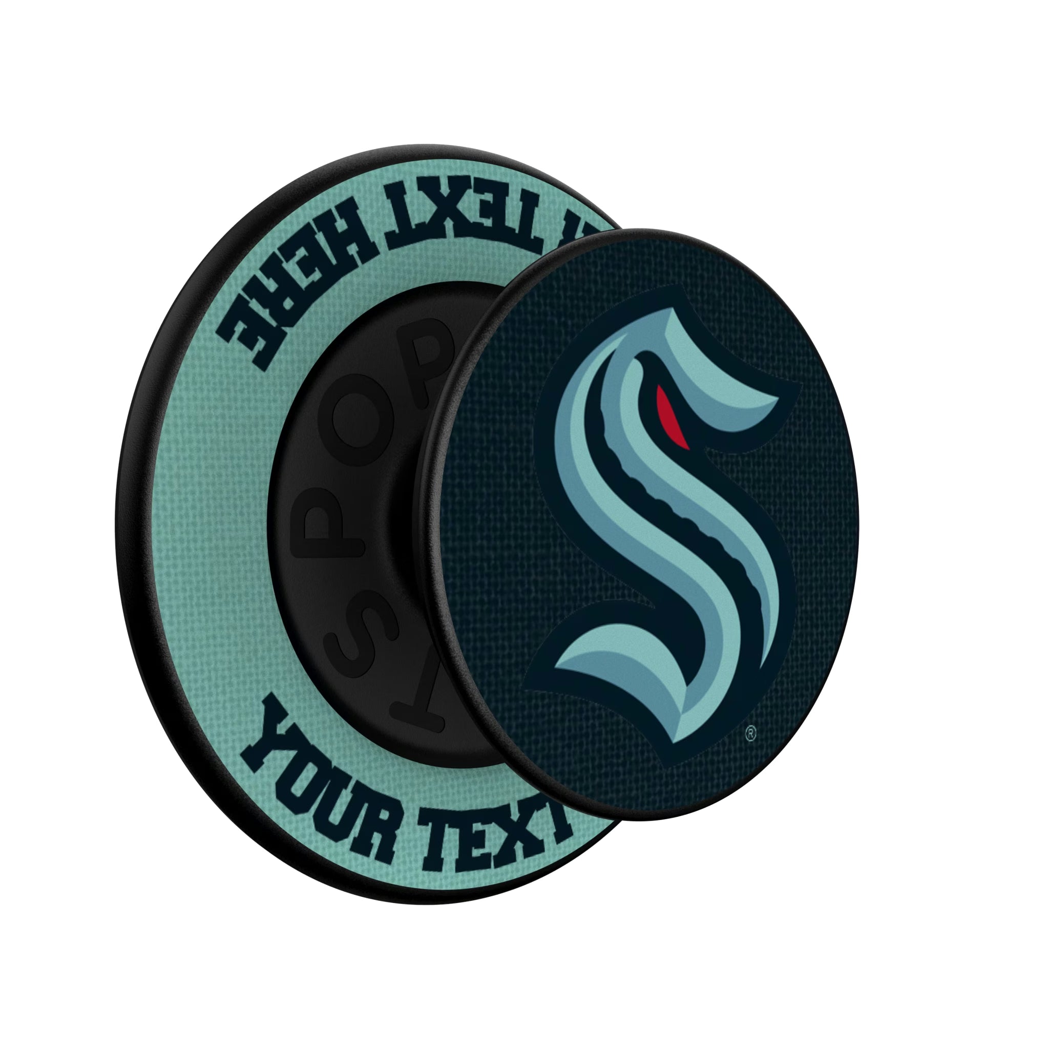 Seattle Kraken Personalized Endzone Solid Popsockets Round Magnetic - Isometric View