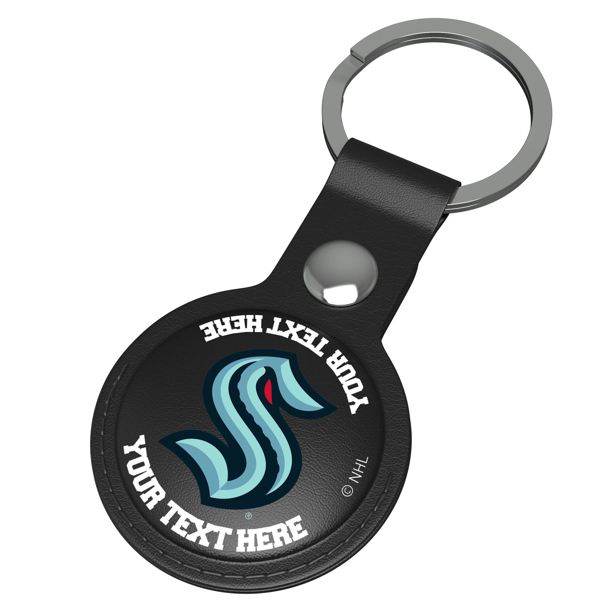 Seattle Kraken Personalized Insignia AirTag Black Airtag Holder - Isometric View