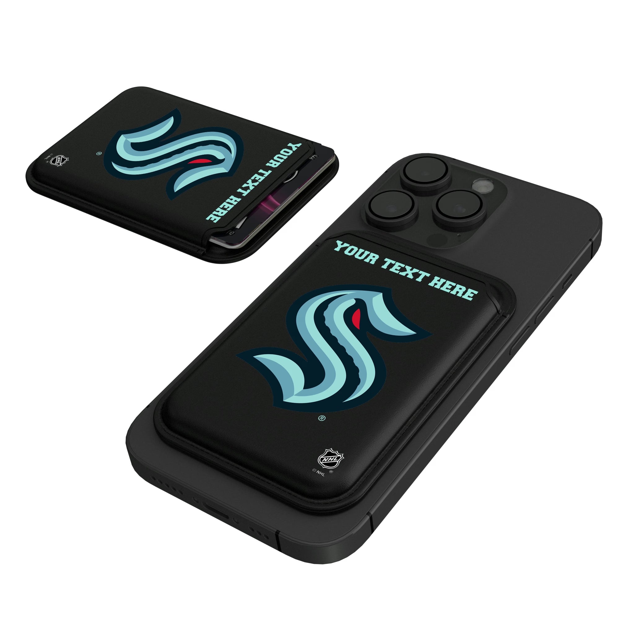Seattle Kraken Personalized Insignia Black Magnetic Credit Card Wallet