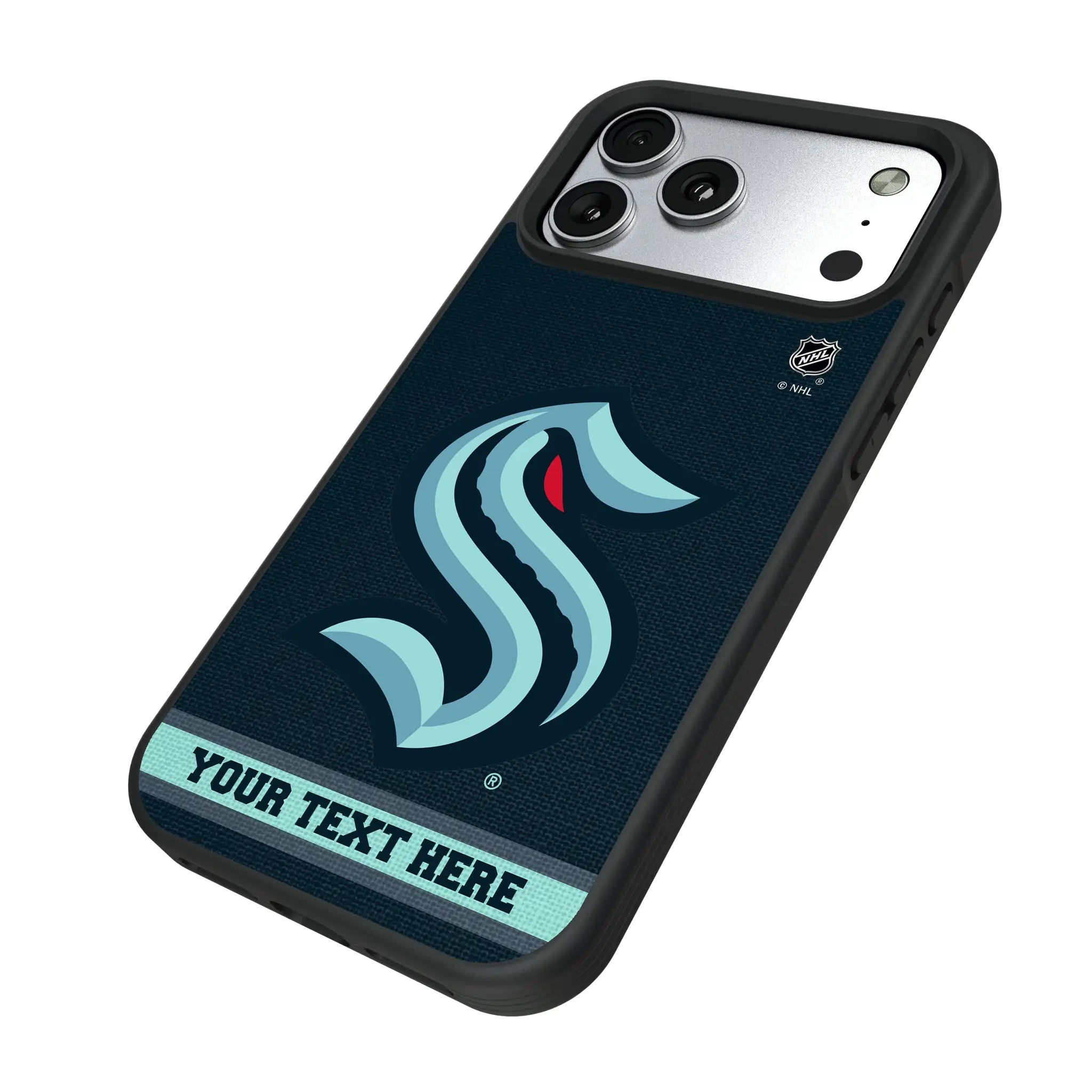 Seattle Kraken Personalized Stripe iPhone Bump Phone Case for Apple iPhone - Isometric View#Device_iPhone 17 Pro Max