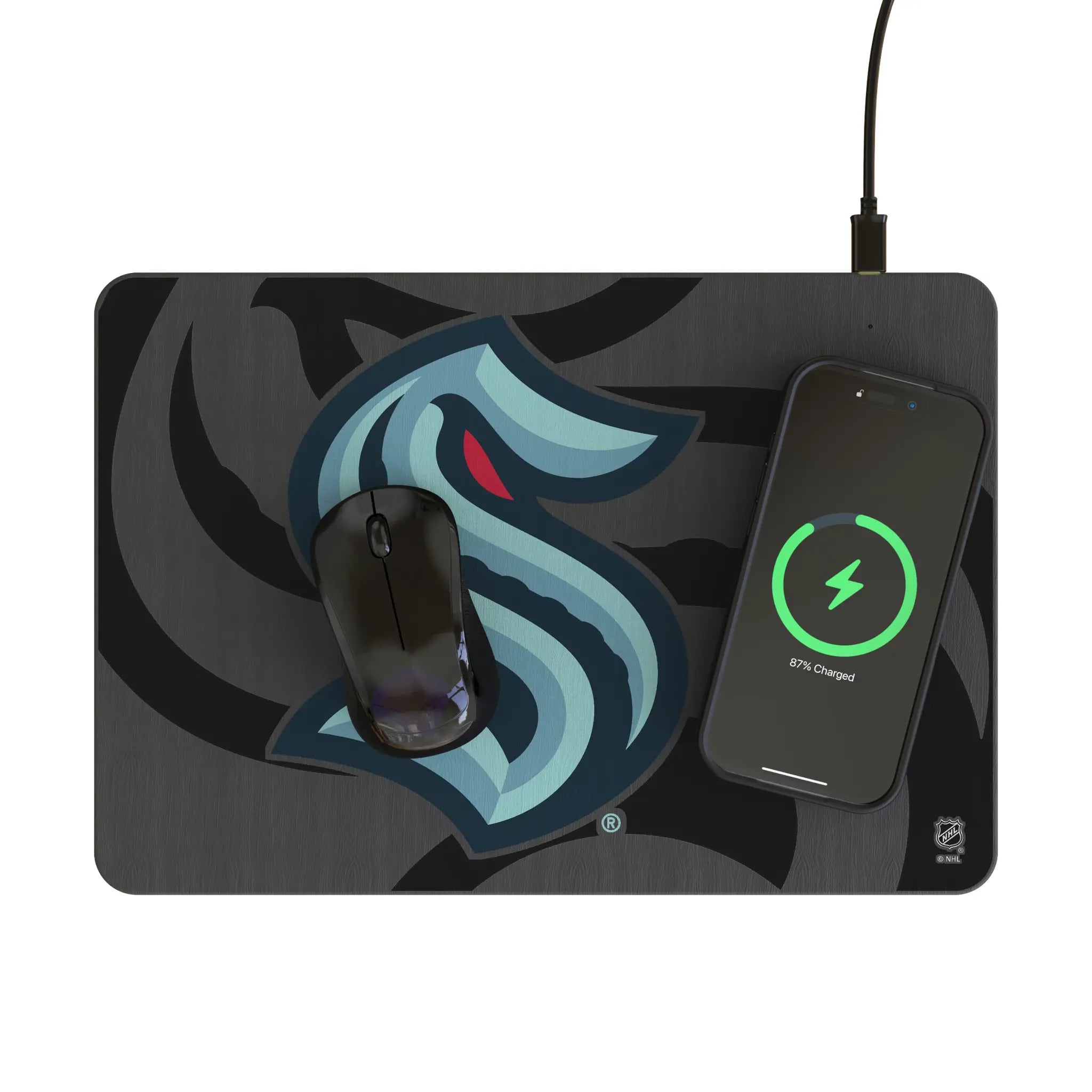 Seattle Kraken Personalized Tilt 15-Watt Wireless Charger and Mouse Pad - Lifestyle