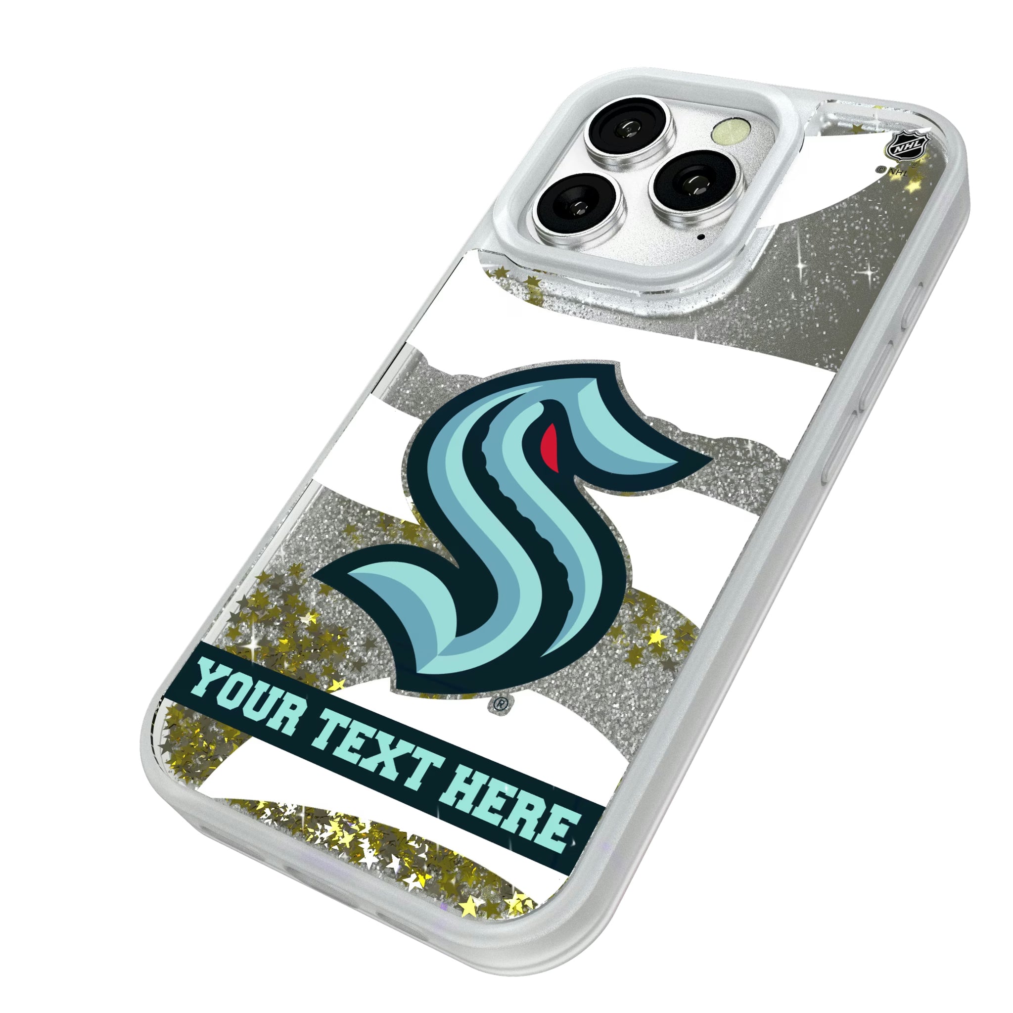 Seattle Kraken Personalized Tilt iPhone Glitter Phone Case for Apple iPhone - Isometric View#Device_iPhone 16 Pro