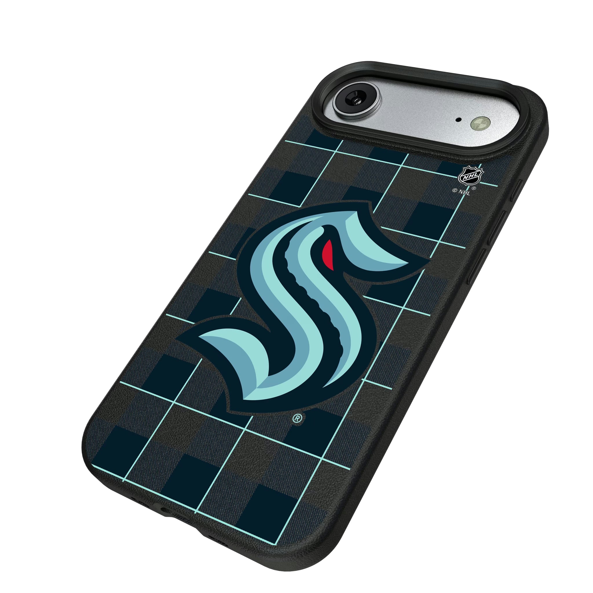 Seattle Kraken Plaid iPhone MagSafe Compatible Phone Case for Apple iPhone - Isometric View#Device_iPhone Air