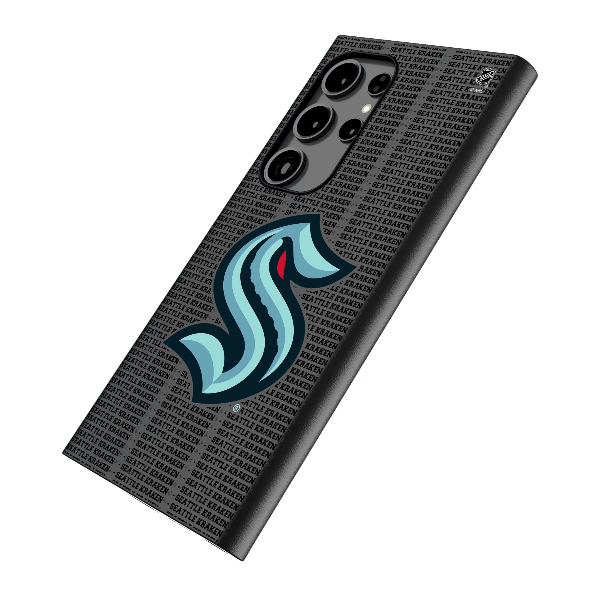 Seattle Kraken Text Backdrop Galaxy MagSafe Compatible Phone Case for Samsung Galaxy - Isometric View