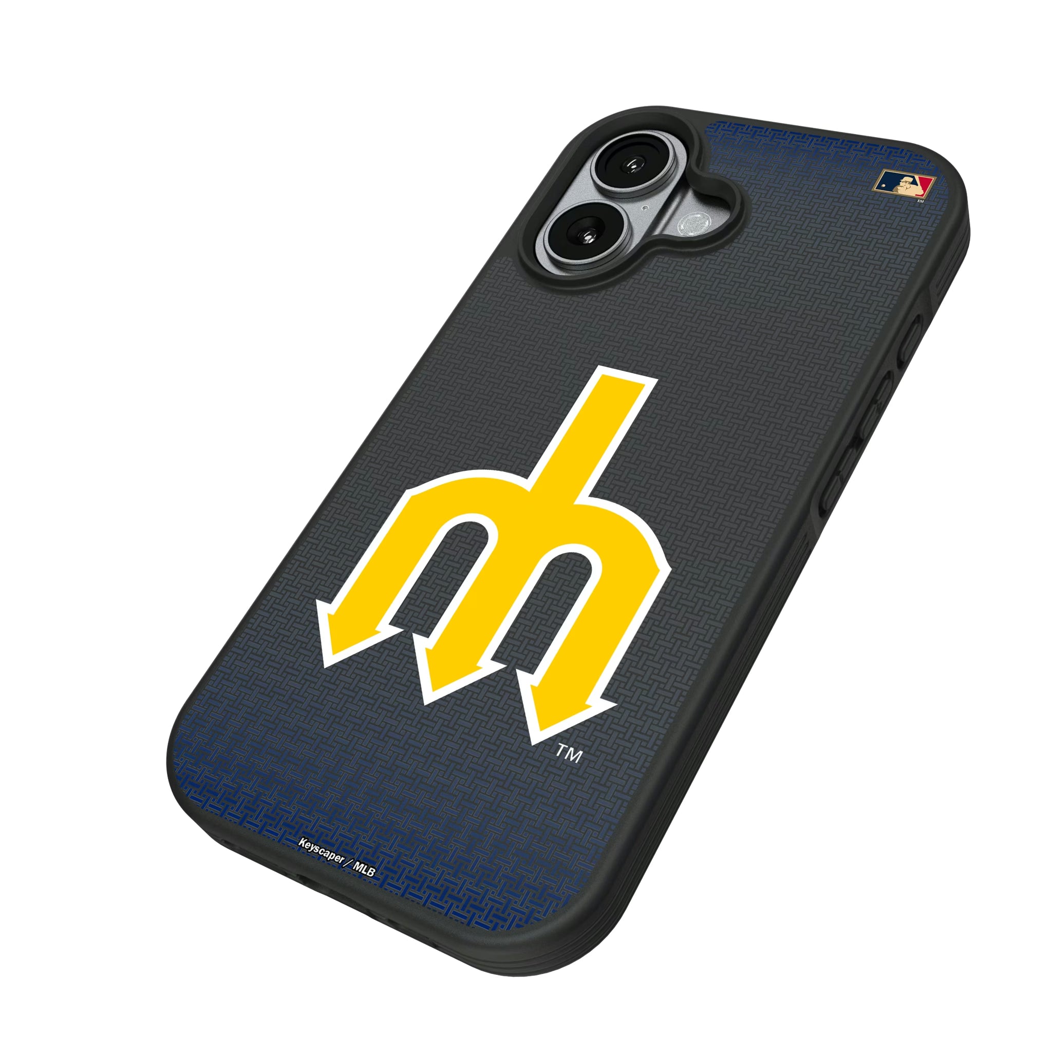 Seattle Mariners 1977-1980 - Cooperstown Collection Linen iPhone Bump Phone Case for Apple iPhone - Isometric View#Device_iPhone 17