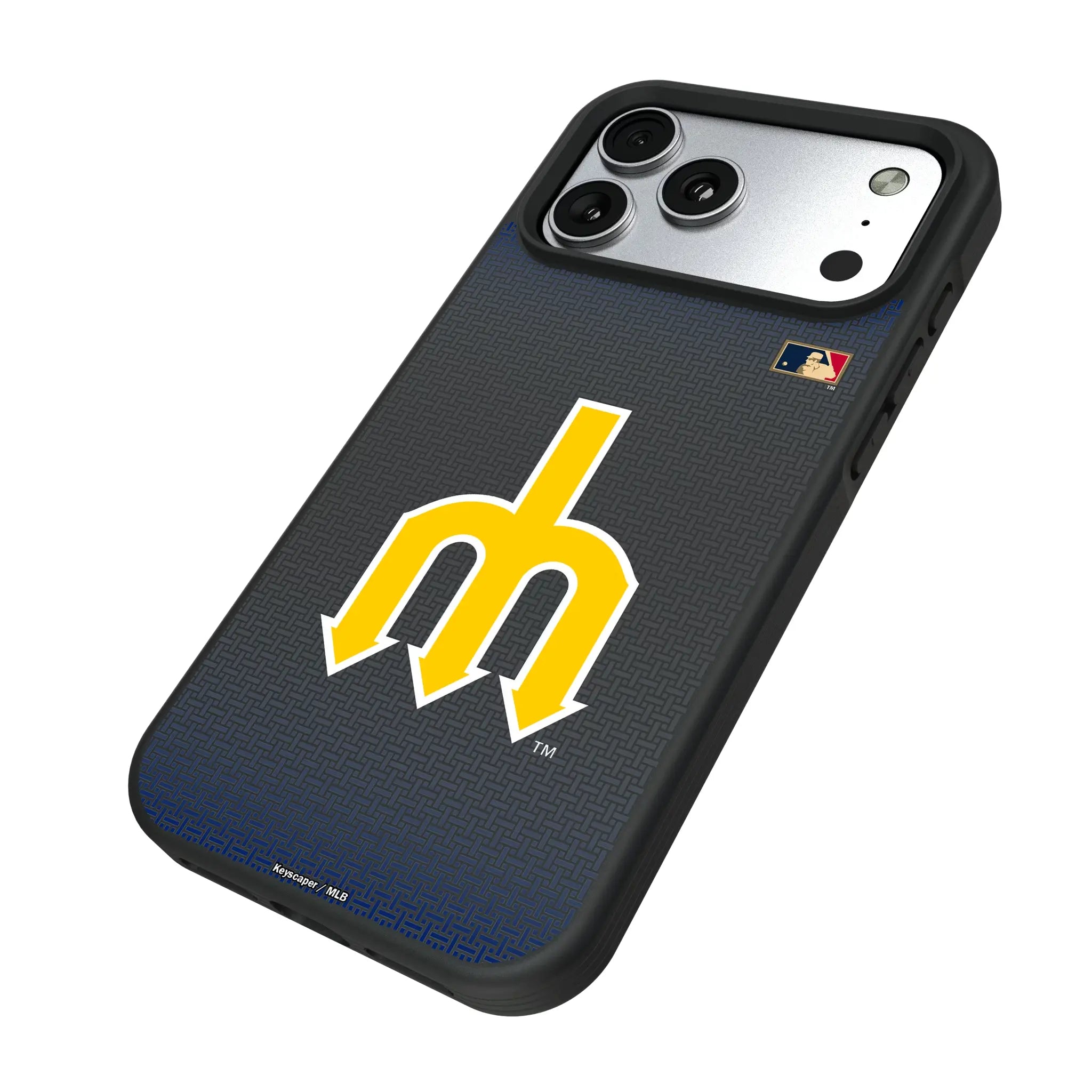 Seattle Mariners 1977-1980 - Cooperstown Collection Linen iPhone Bump Phone Case for Apple iPhone - Isometric View#Device_iPhone 17 Pro Max