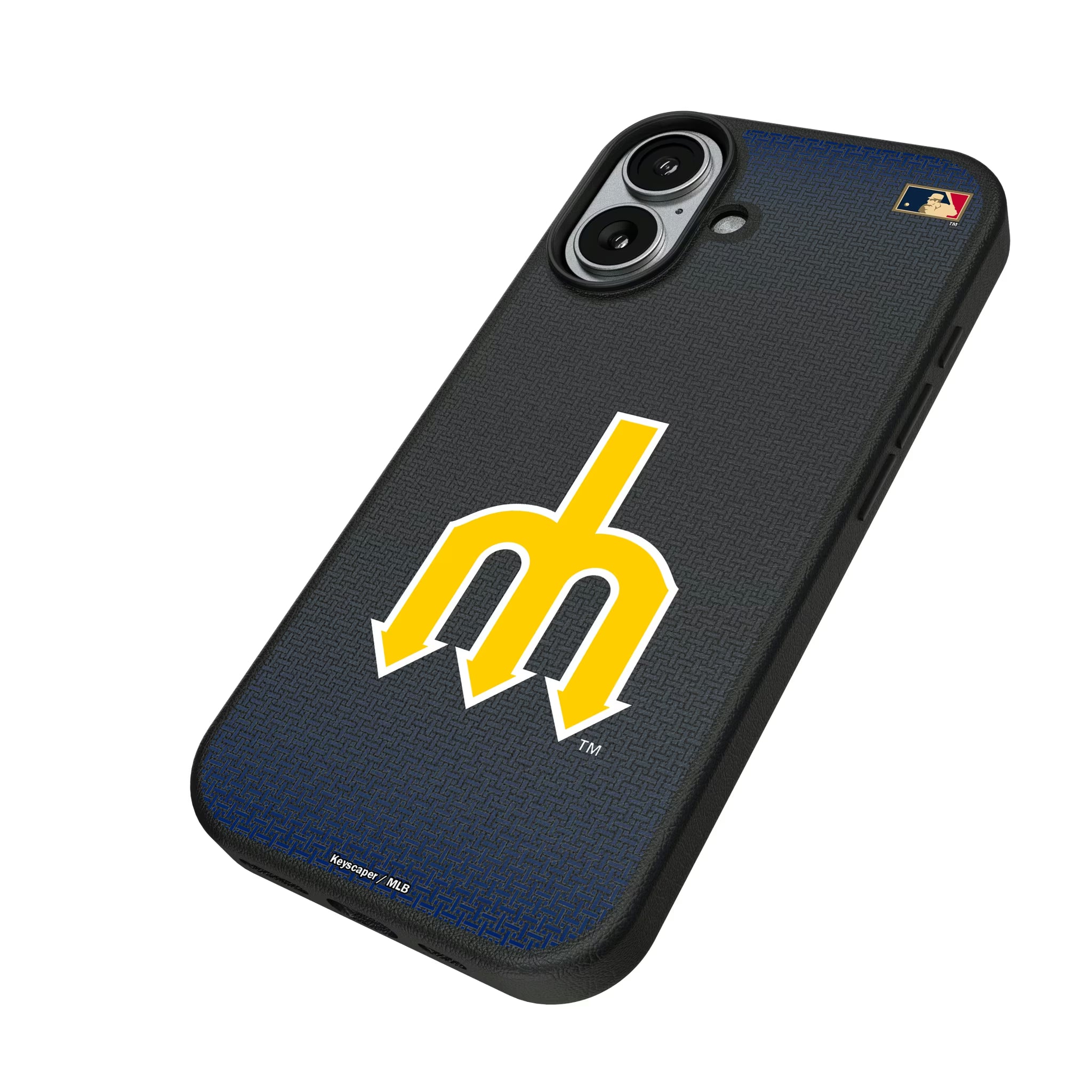 Seattle Mariners 1977-1980 - Cooperstown Collection Linen iPhone MagSafe Compatible Phone Case for Apple iPhone - Isometric View#Device_iPhone 17