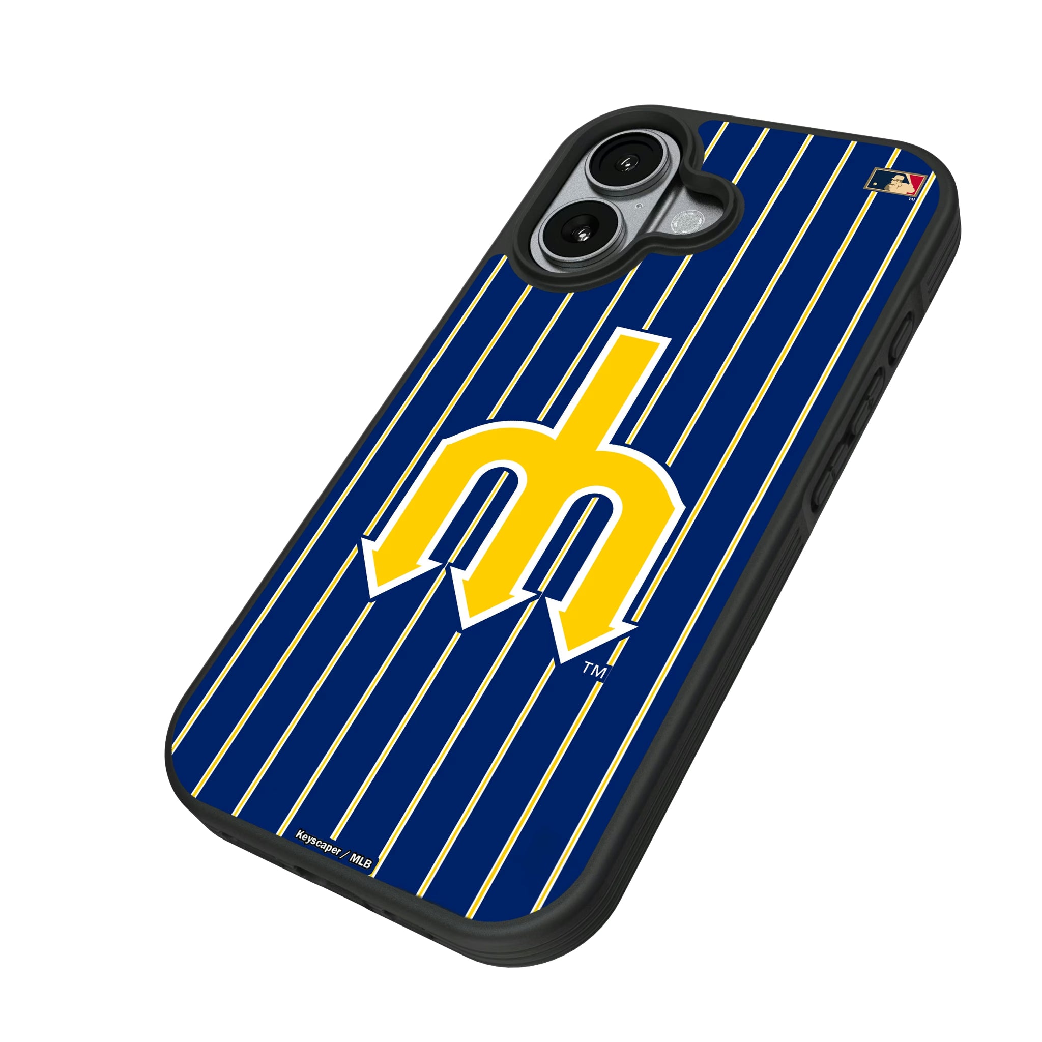 Seattle Mariners 1977-1980 - Cooperstown Collection Pinstripe iPhone Bump Phone Case for Apple iPhone - Isometric View#Device_iPhone 17
