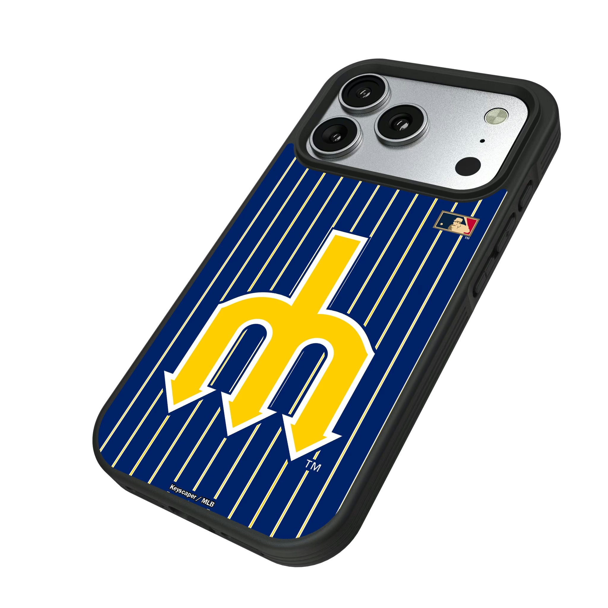 Seattle Mariners 1977-1980 - Cooperstown Collection Pinstripe iPhone Bump Phone Case for Apple iPhone - Isometric View#Device_iPhone 17 Pro