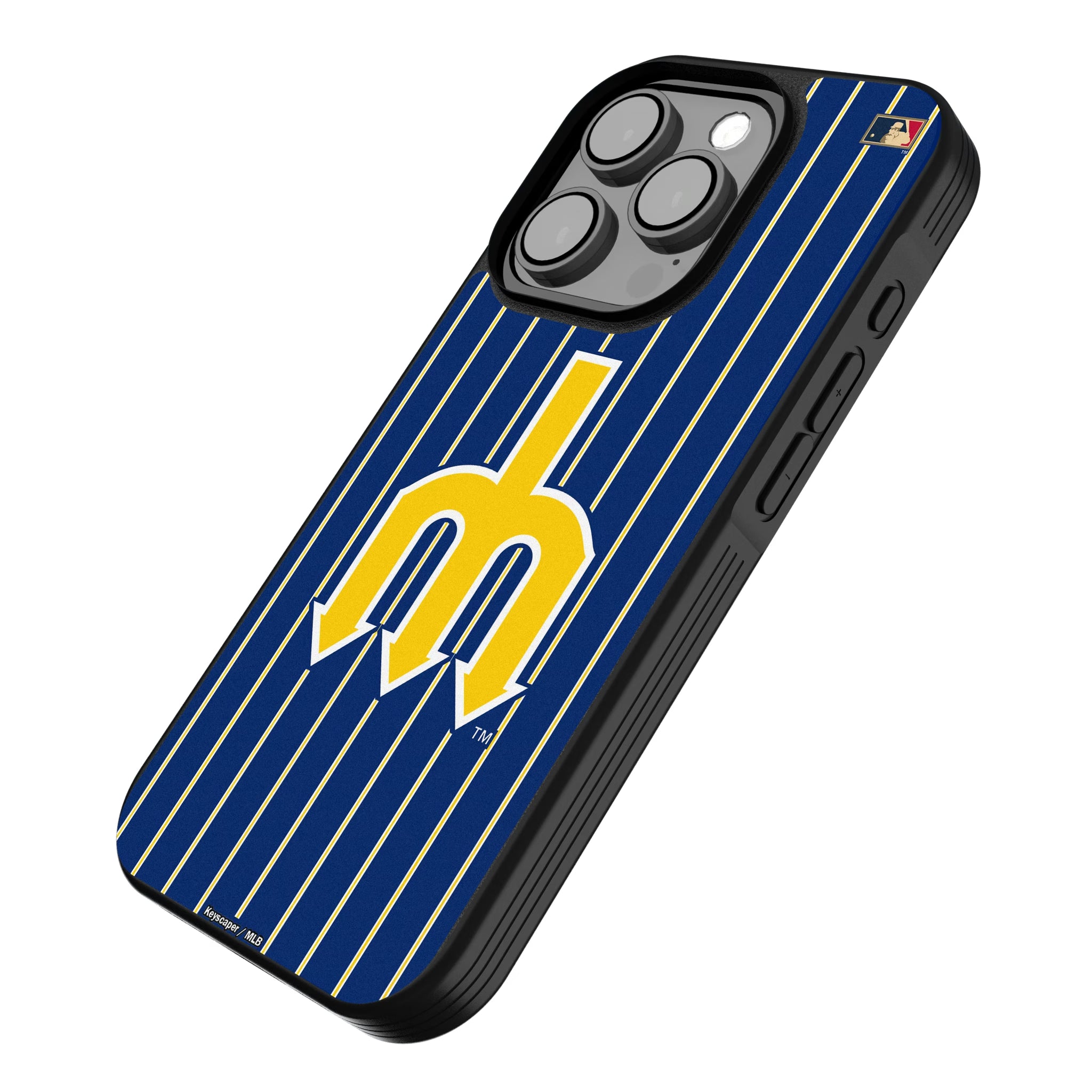 Seattle Mariners 1977-1980 - Cooperstown Collection Pinstripe iPhone Bump Phone Case for Apple iPhone - Isometric View
