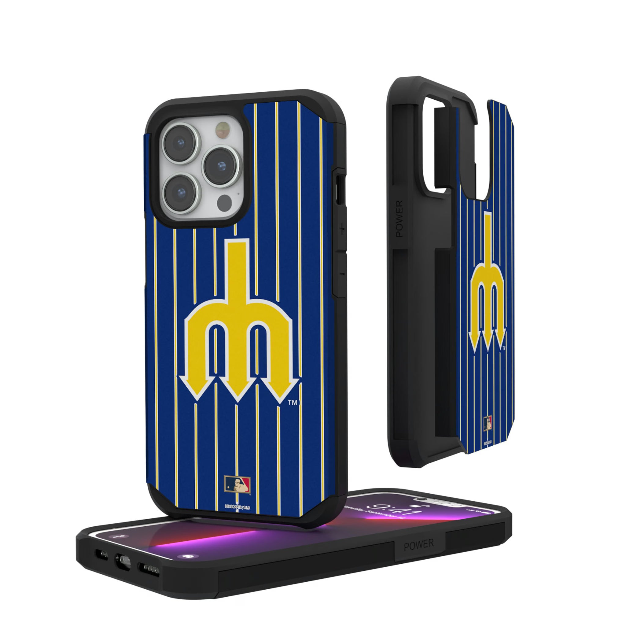 Seattle Mariners 1977-1980 - Cooperstown Collection Pinstripe iPhone Rugged Phone Case for Apple iPhone